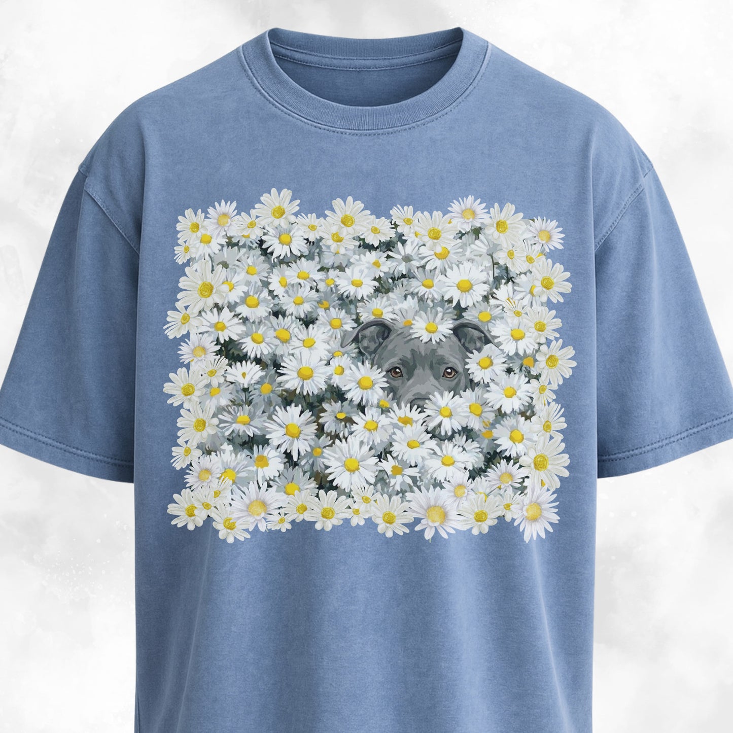 Pitbull In Daisies Field T-Shirt