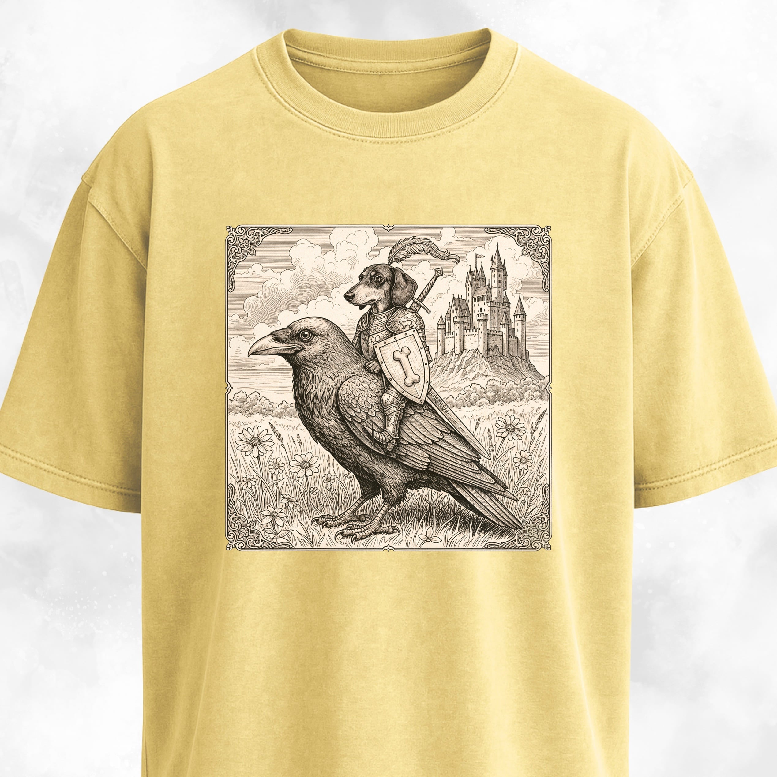 Medieval Sir Doxen On A Crow T-Shirt