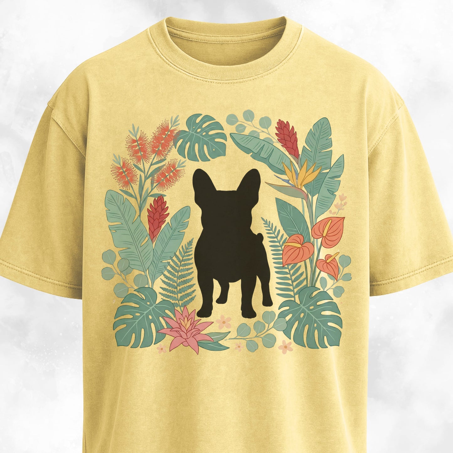 Botanical Frenchie Silhouette T-Shirt