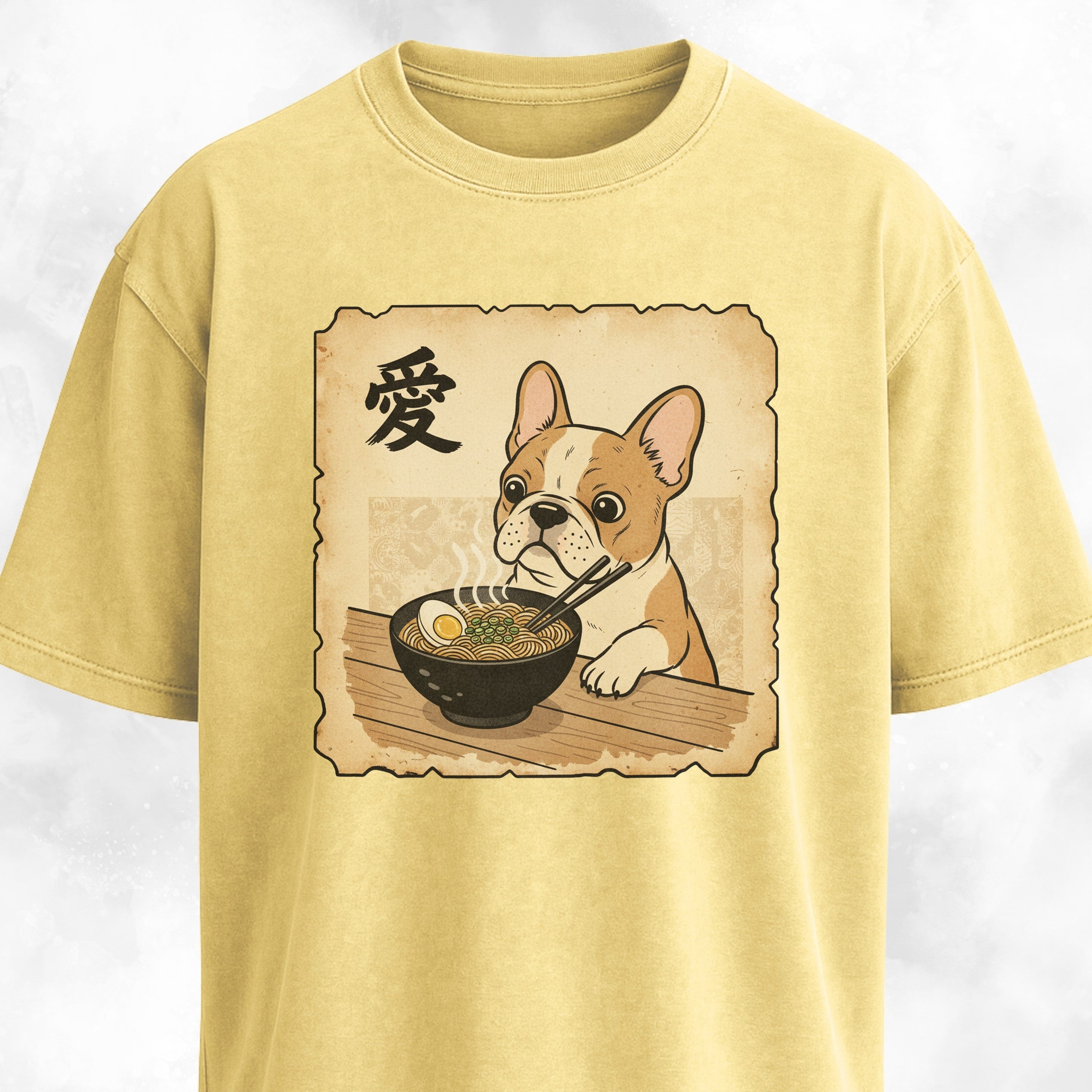 Japanese Tan French Bulldog Eating Ramen T-Shirt