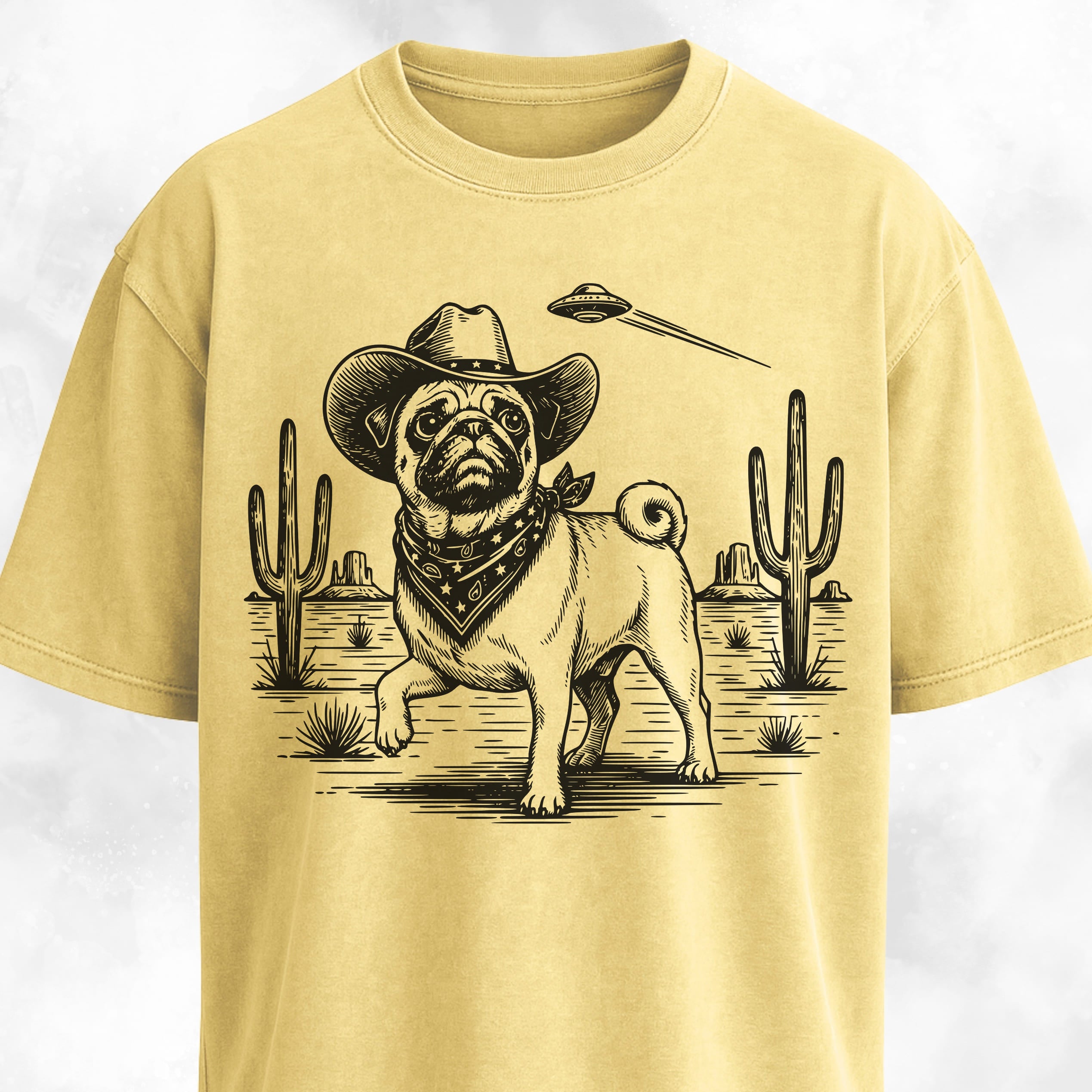 UFO Pug In The Desert T-Shirt