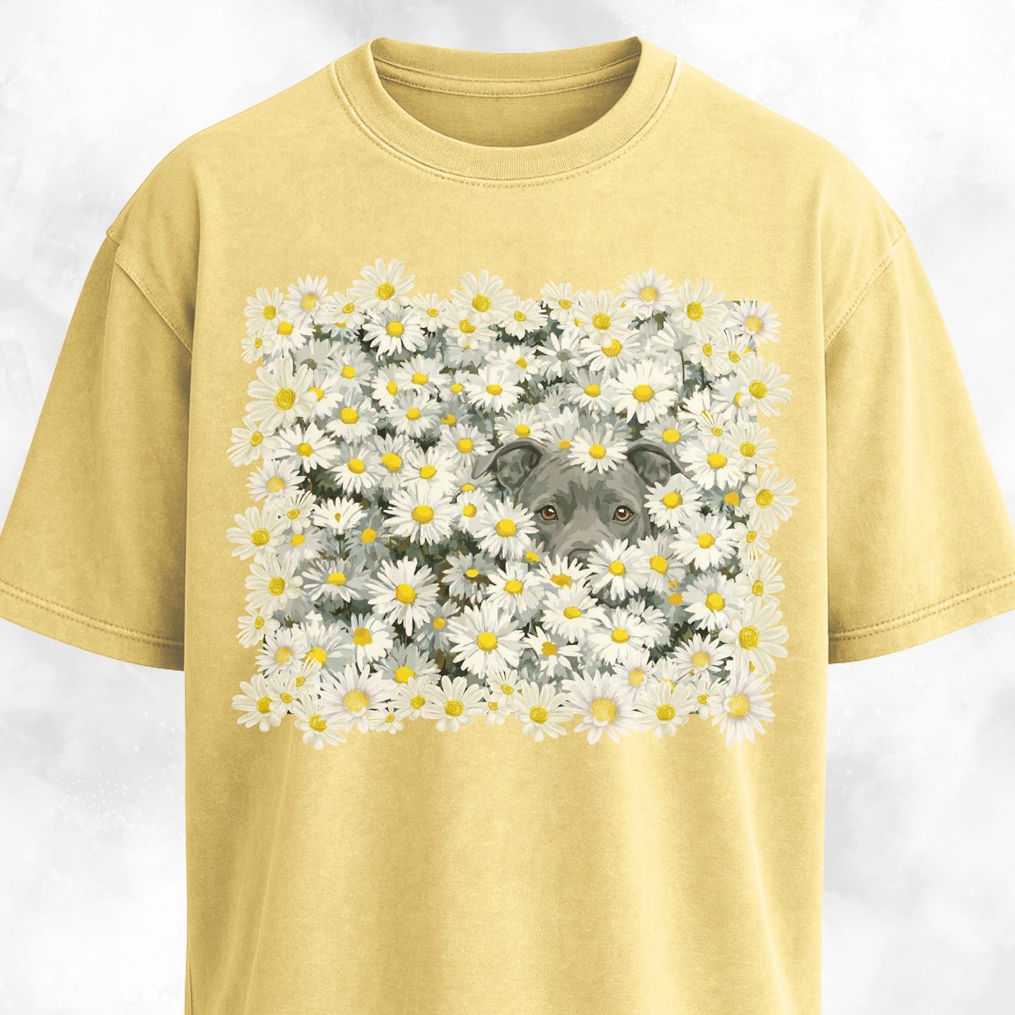 Pitbull In Daisies Field T-Shirt
