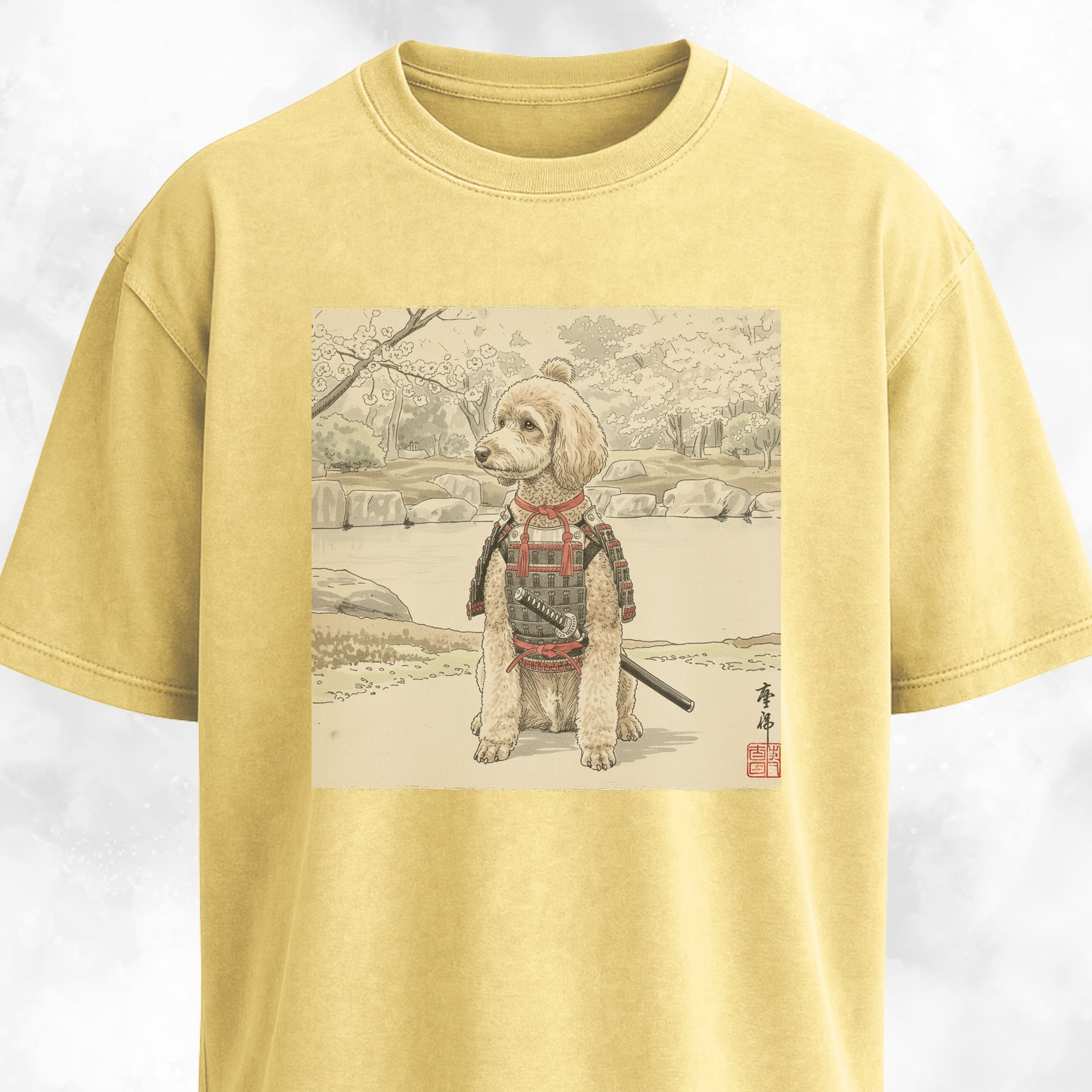 Japanese Samurai Poodle Graphic T-Shirt