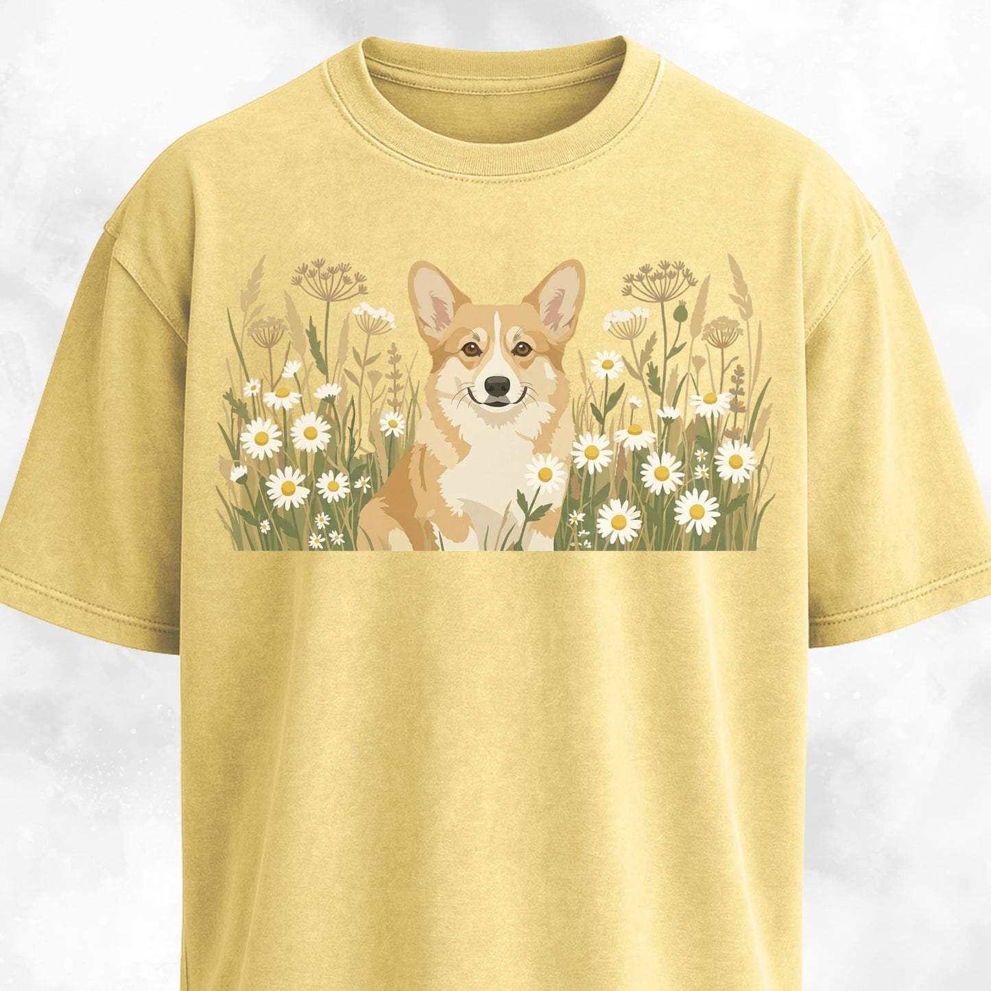 Floral Corgi Graphic T-Shirt