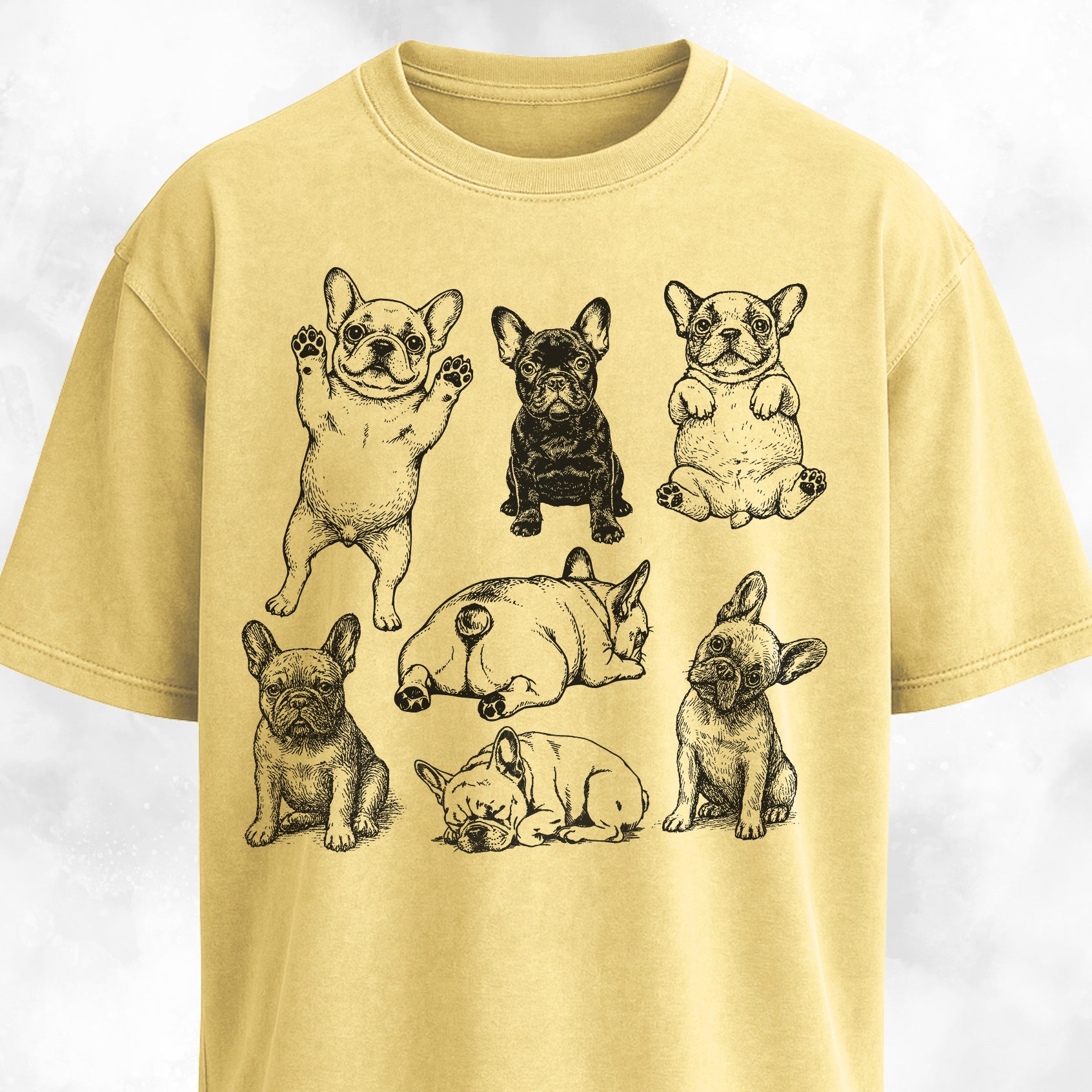 Frenchies Cute Vintage Collage T-Shirt