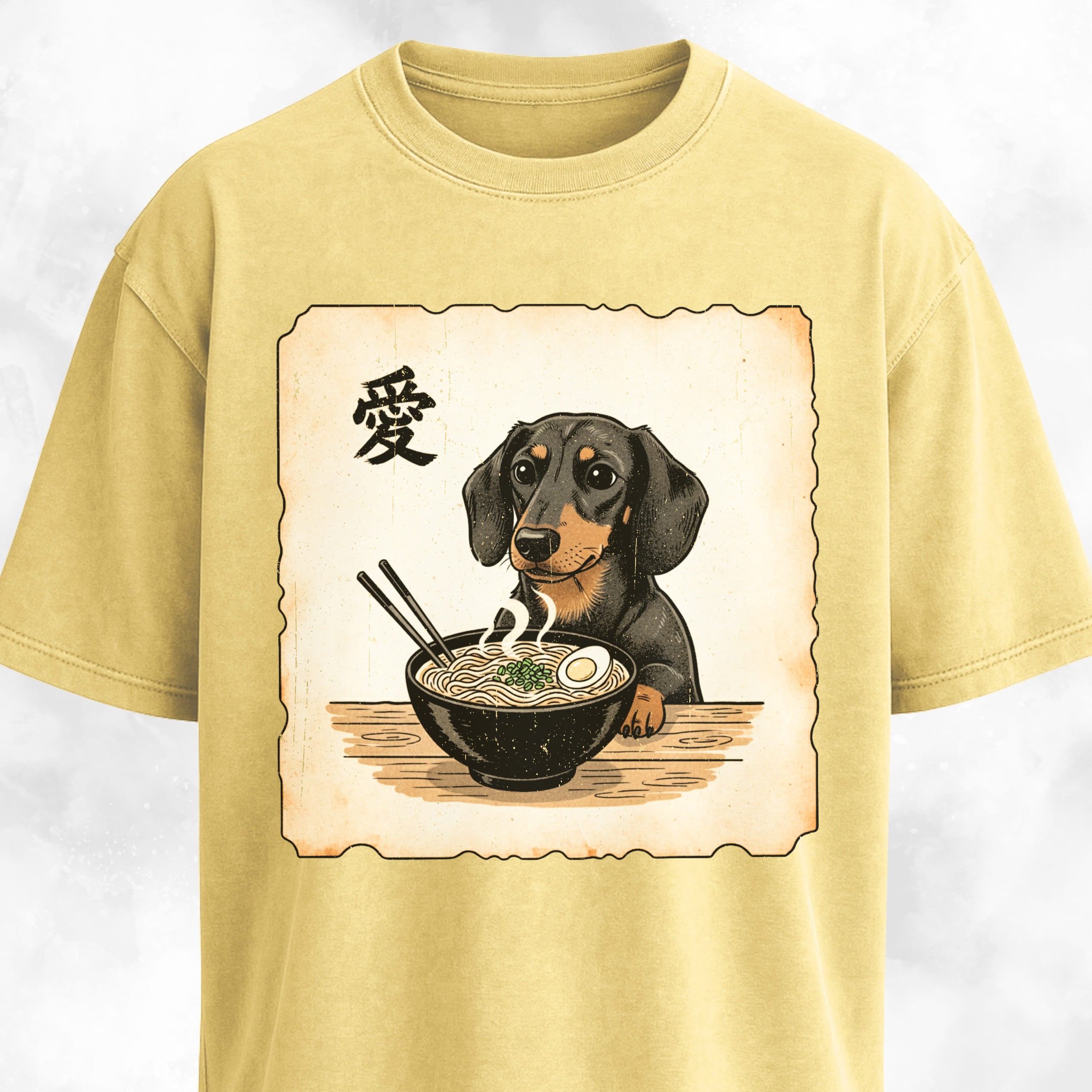 Japanese Style Dachshund Eating Ramen T-Shirt