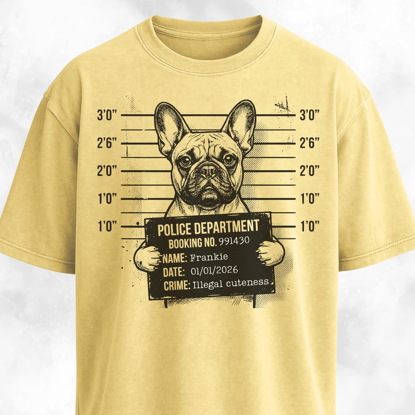 Personalized French Bulldog Mugshot T-Shirt