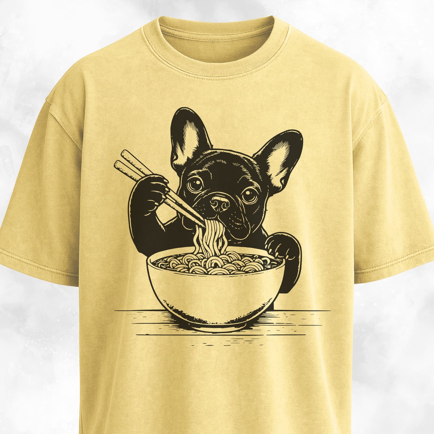 Cute Frenchie Eating Ramen Noodles T-Shirt