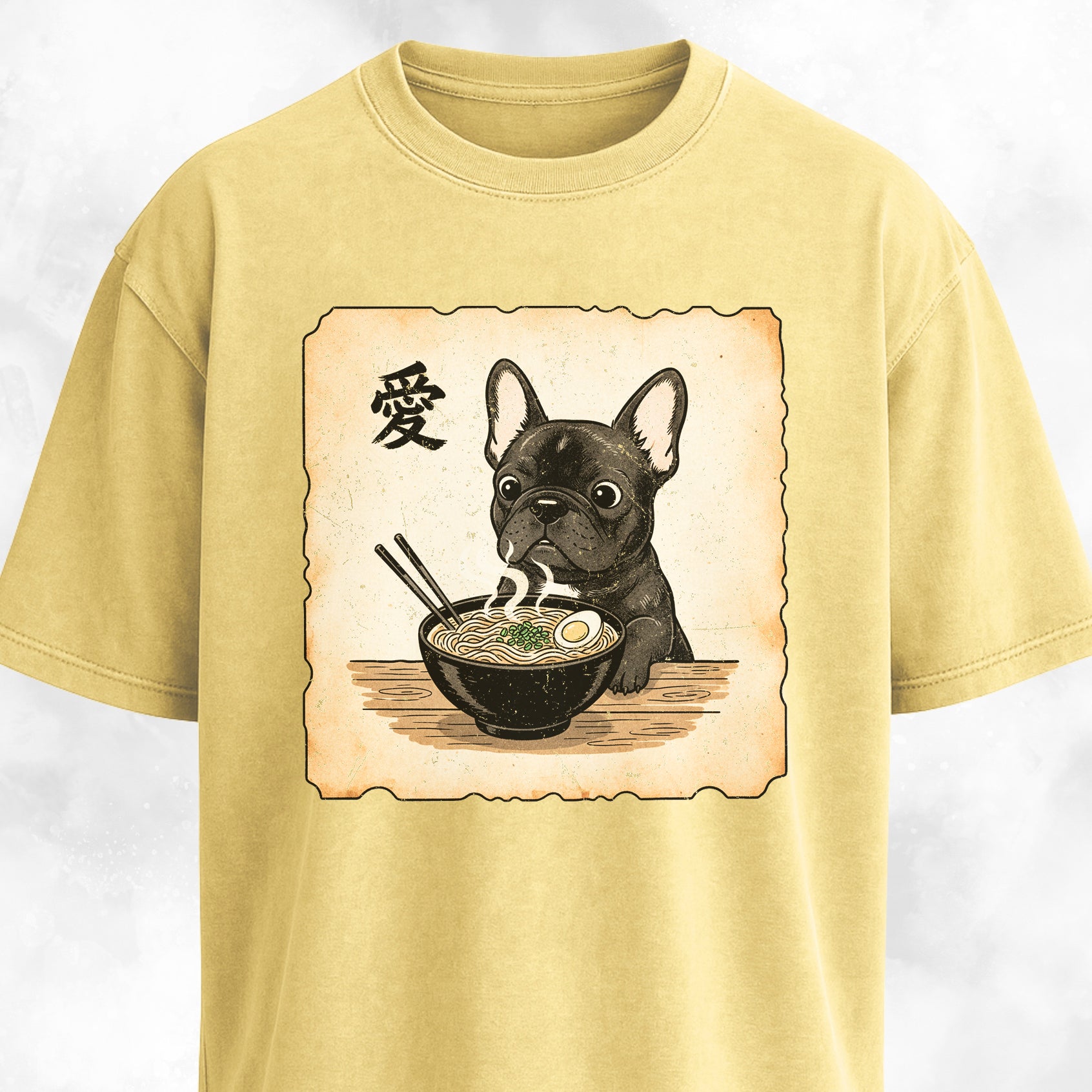 Japanese Style Frenchie Eating Ramen T-Shirt