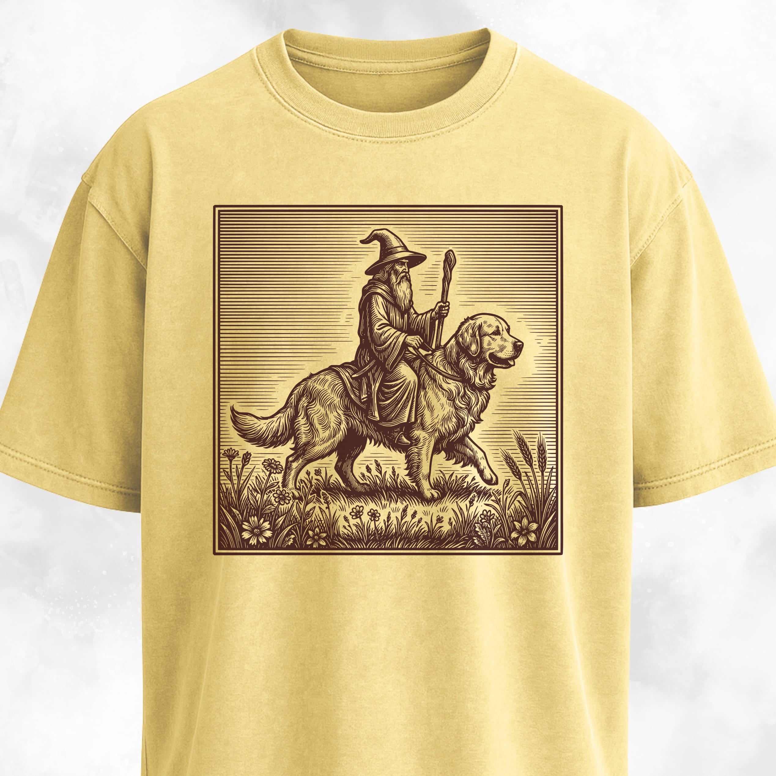 Wizard Riding A Golden Retriever T-Shirt