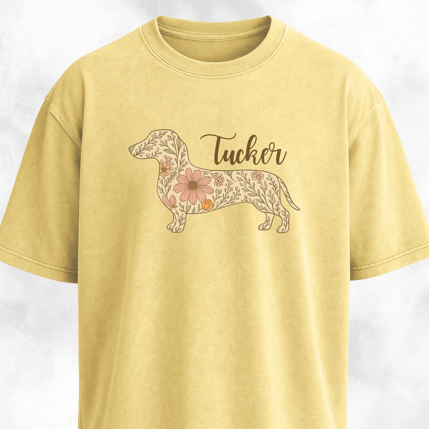Personalized Floral Doxie T-Shirt