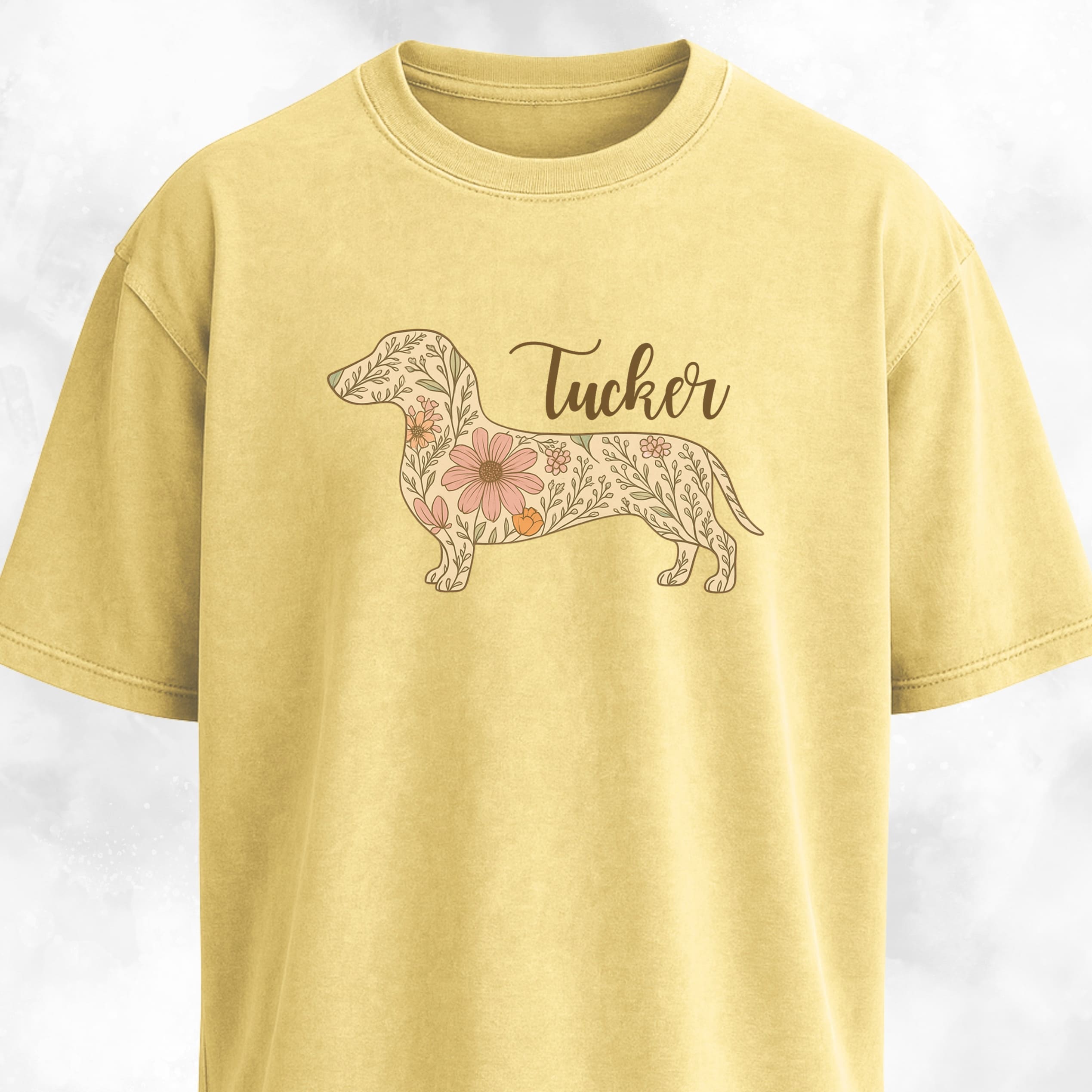 Personalized Floral Doxie T-Shirt