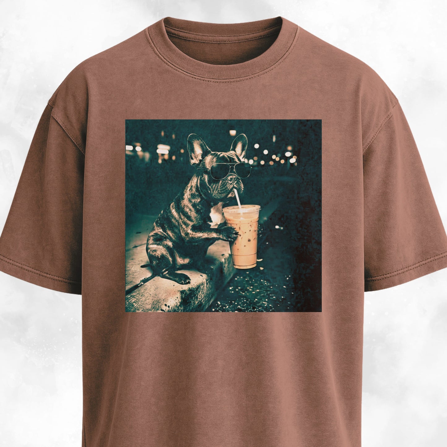 Cool Frenchie Sipping Boba T-Shirt