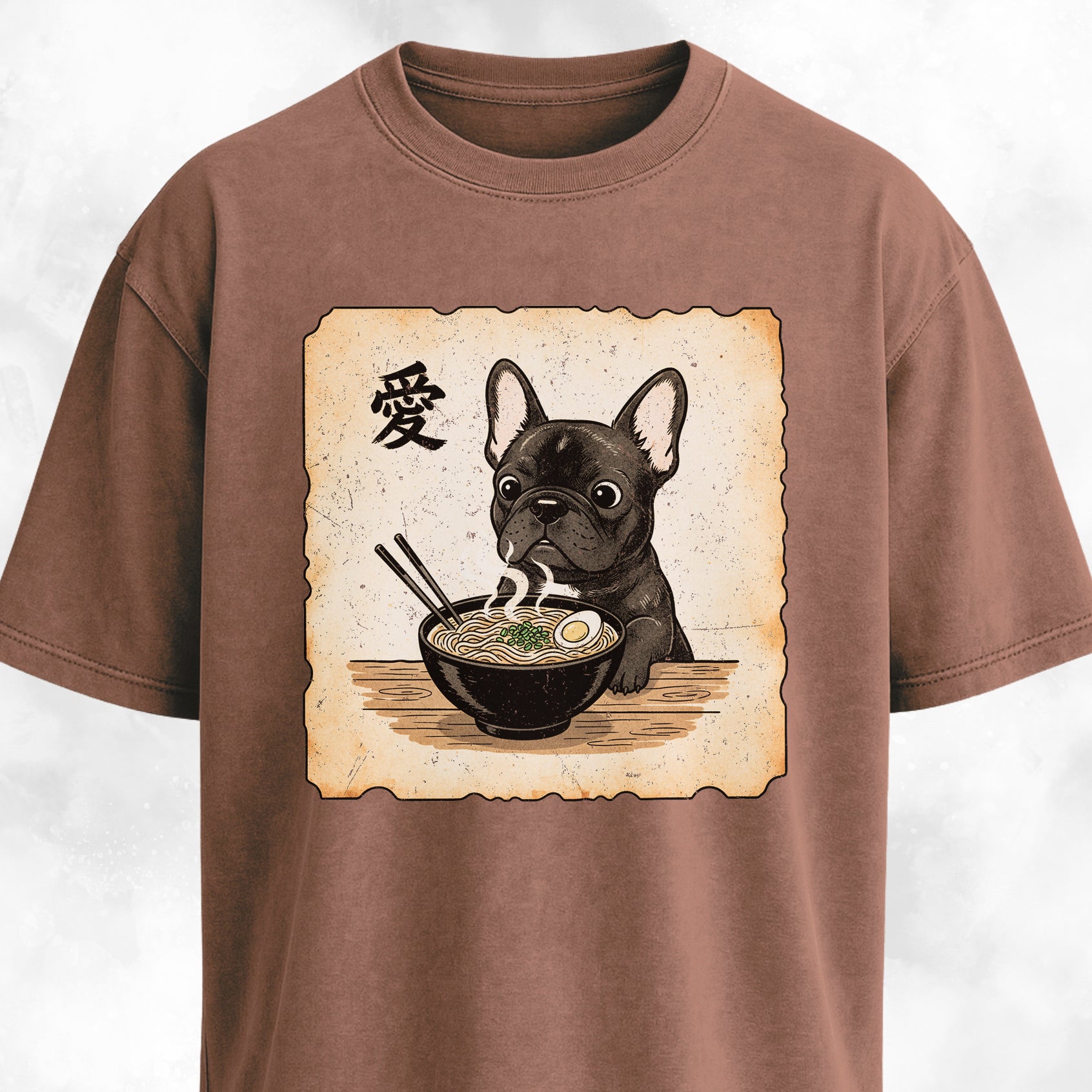 Japanese Style Frenchie Eating Ramen T-Shirt