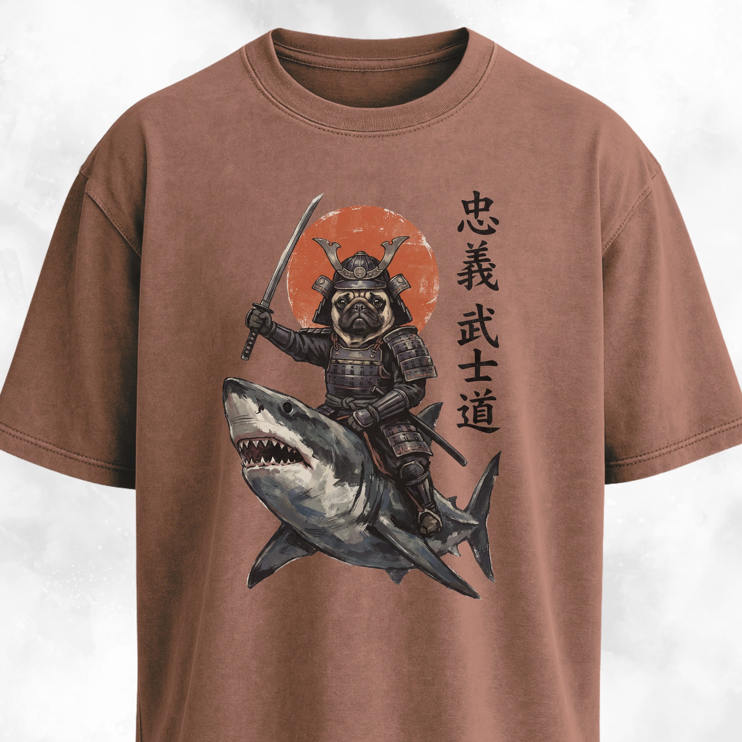 Samurai Pug Riding A Shark T-Shirt