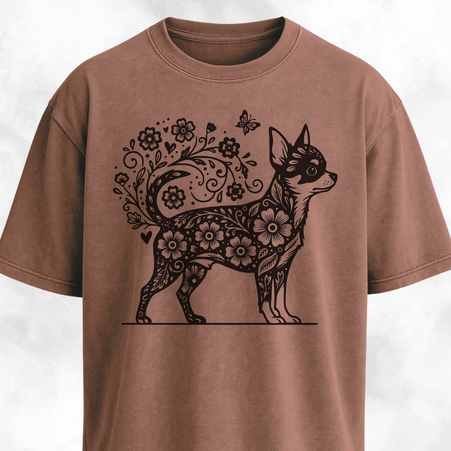 Floral Chihuahua Graphic T-Shirt