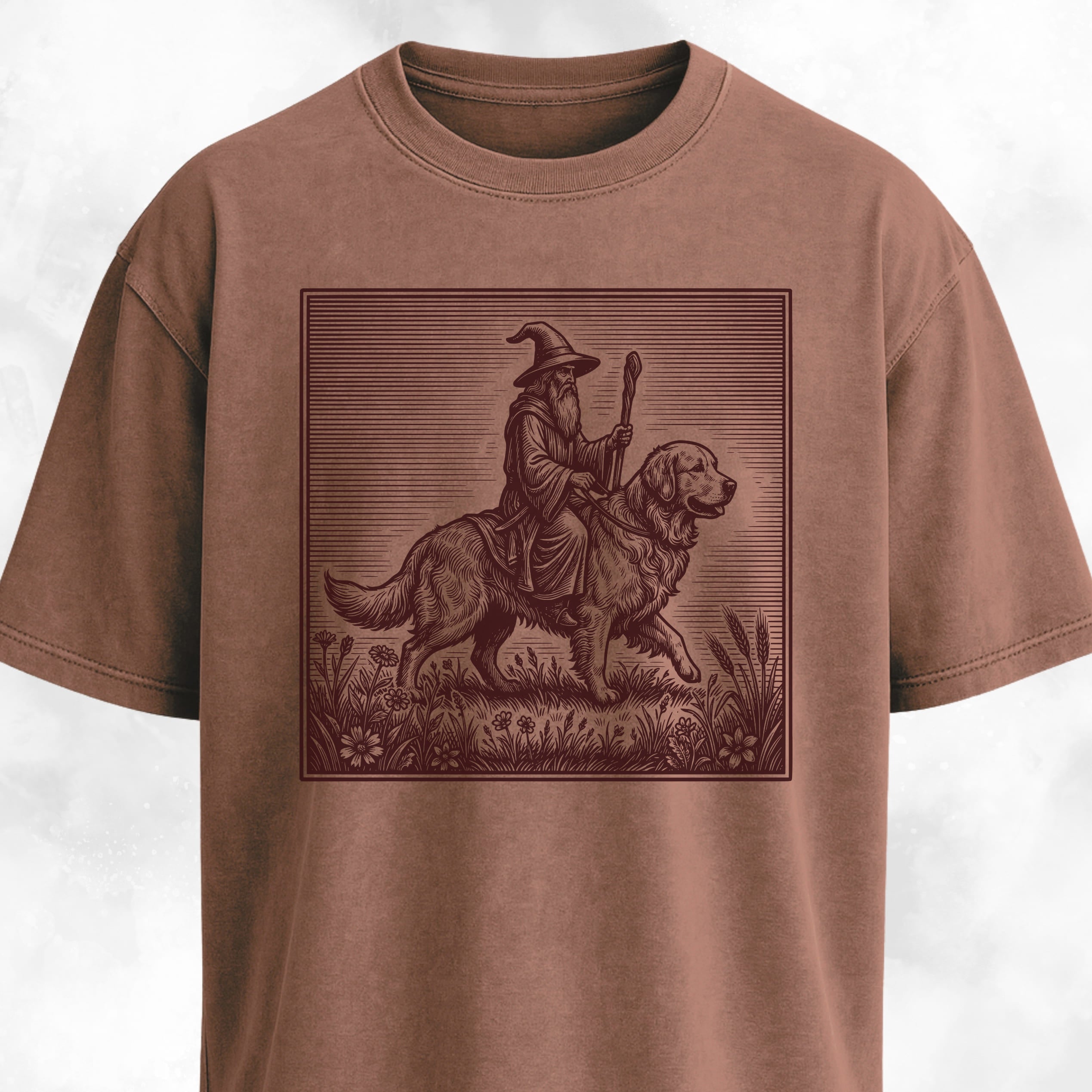 Wizard Riding A Golden Retriever T-Shirt