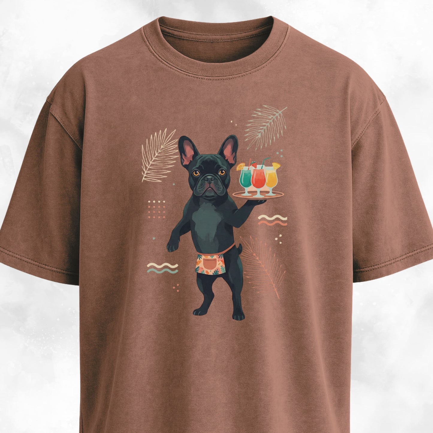 Frenchie With Cocktails T-Shirt