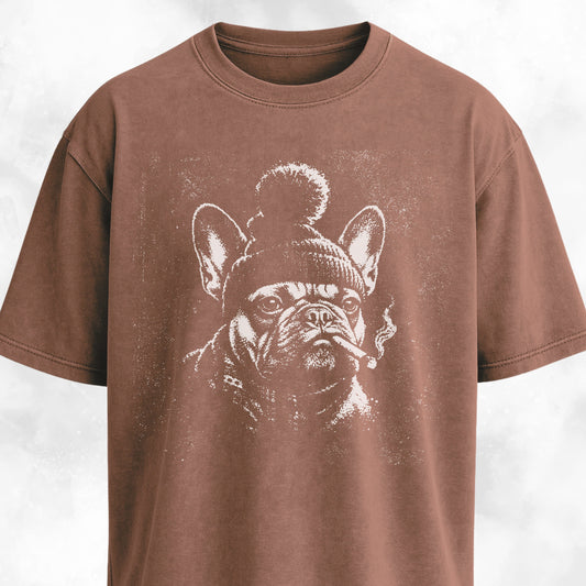 Smoking Frenchie With A Beanie T-Shirt