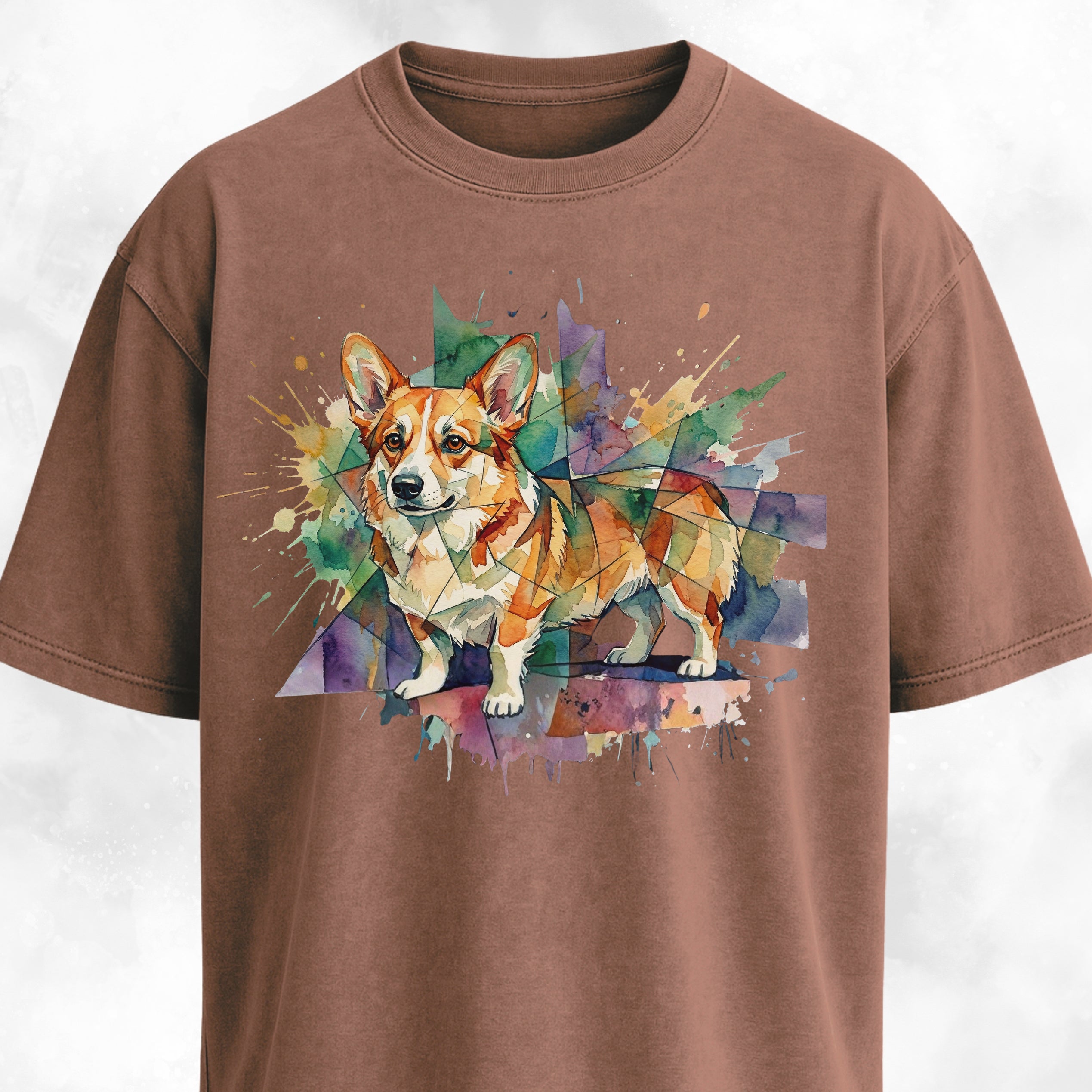 Abstract Watercolor Corgi Graphic T-Shirt