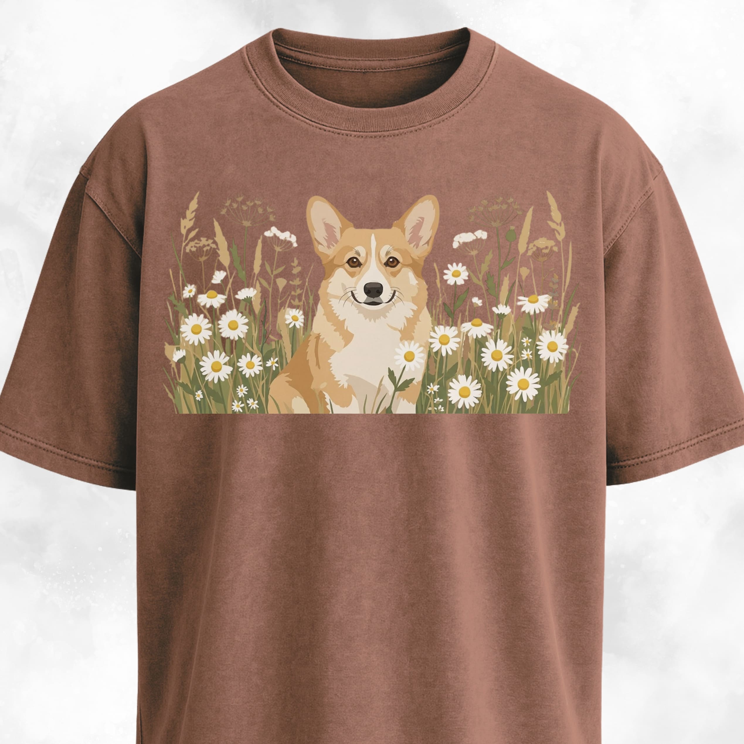 Floral Corgi Graphic T-Shirt