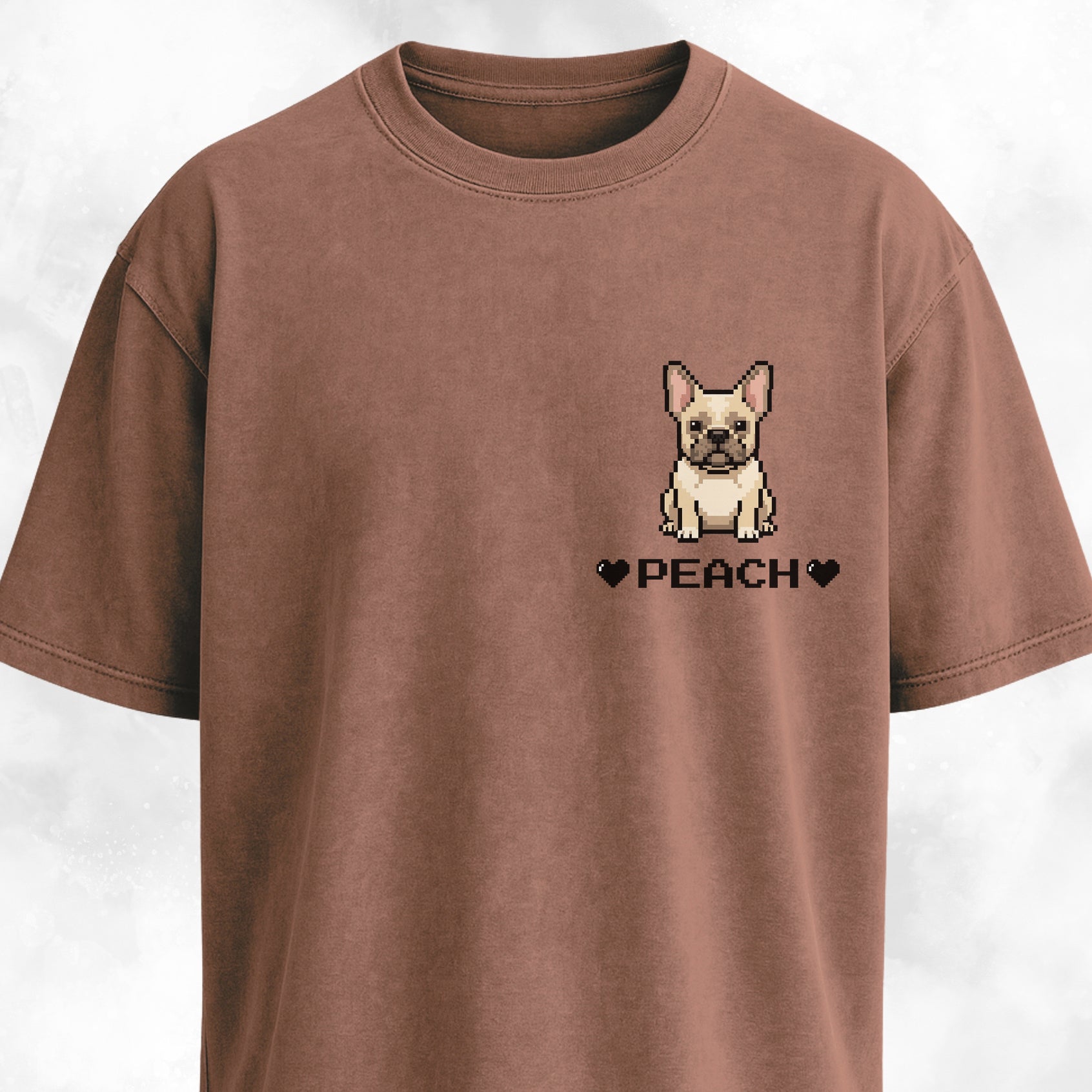 Custom Pixel Art Frenchie Pocket Design T-Shirt