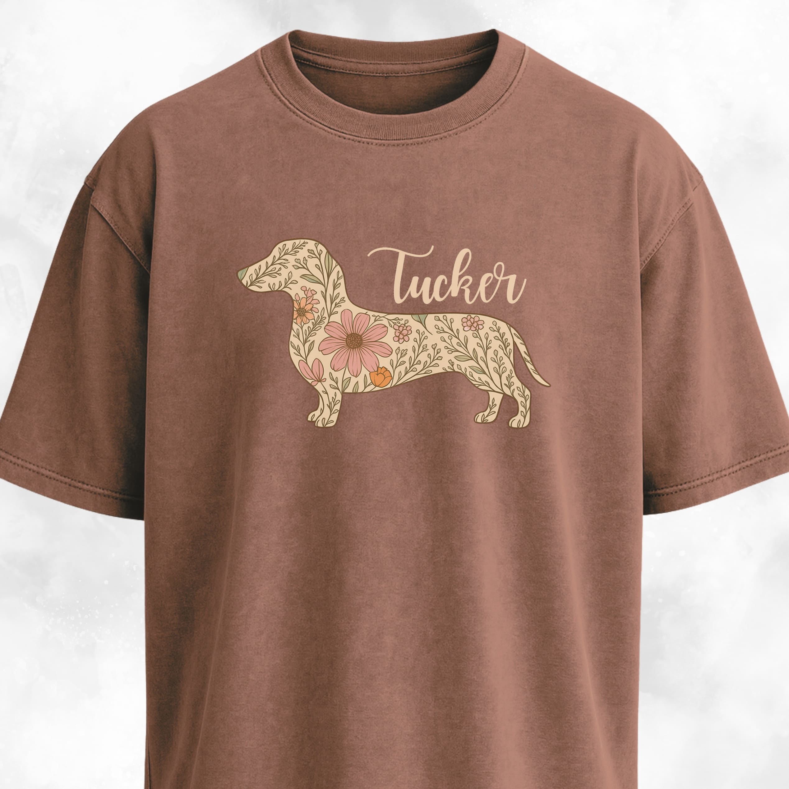 Personalized Floral Doxie T-Shirt