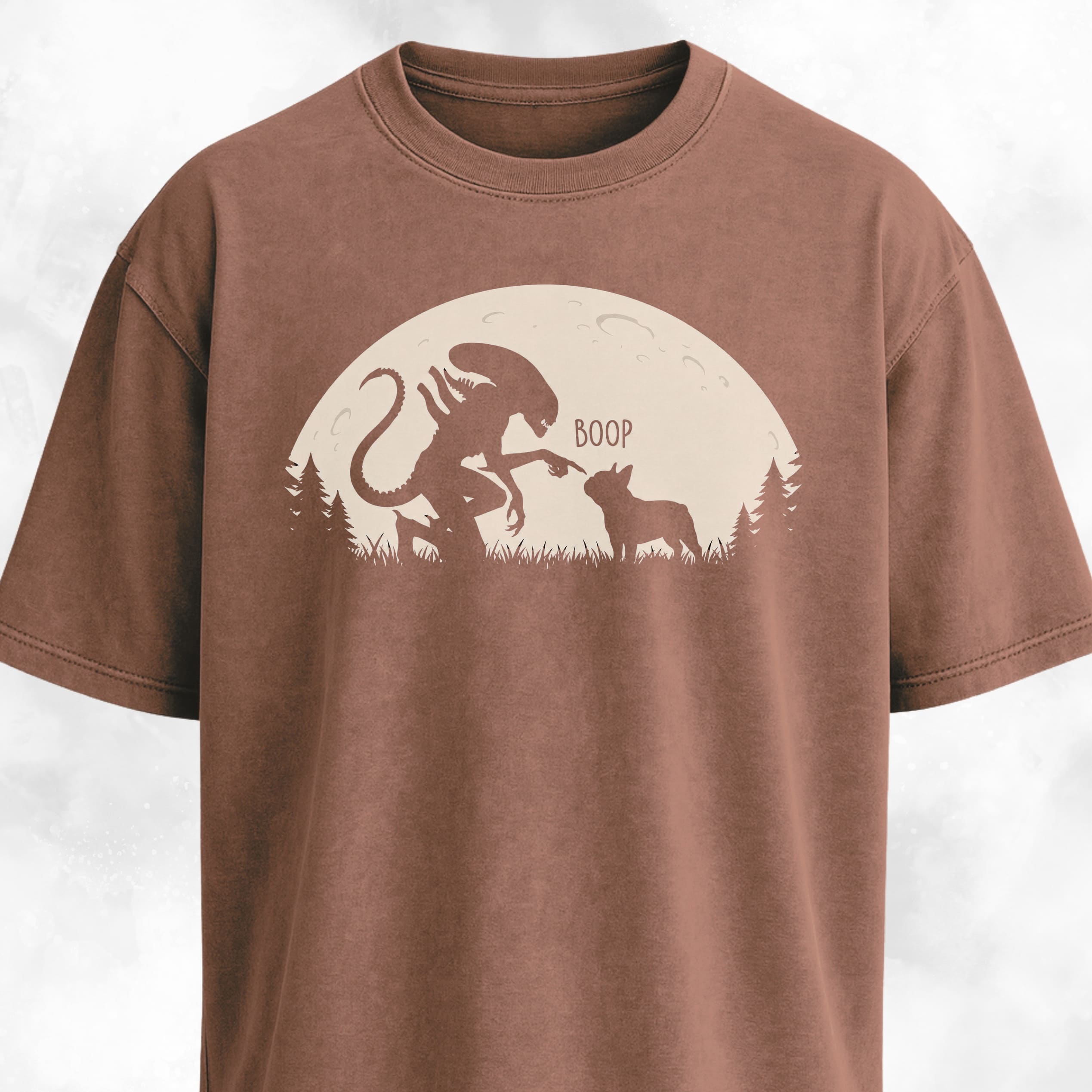 Alien Xenomorph Booping Frenchie T-Shirt