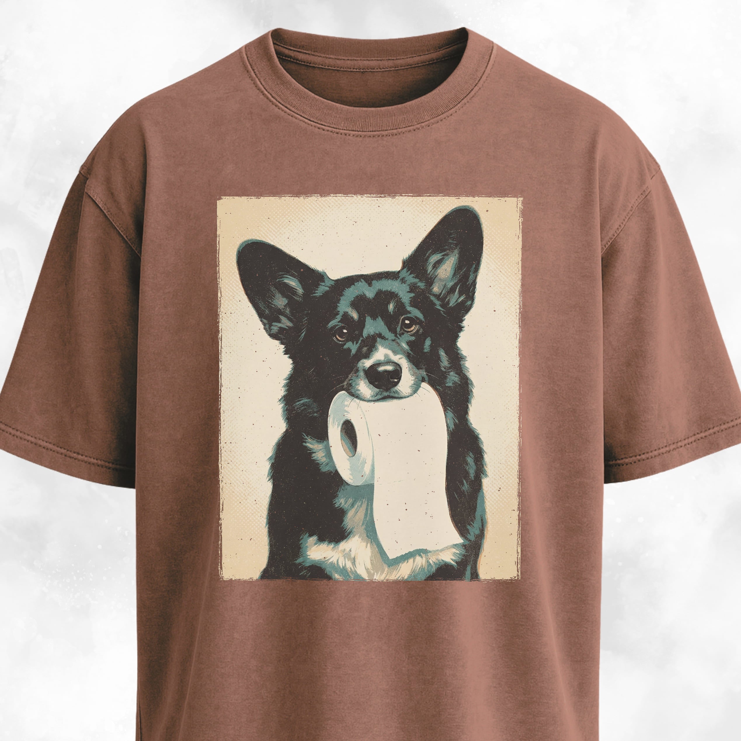 Black Corgi With Toilet Paper T-Shirt