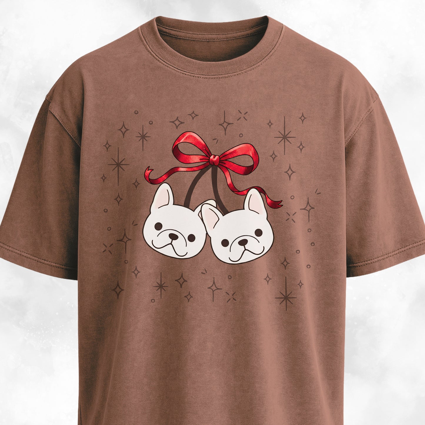 Coquette Bow Frenchie Cherries T-Shirt