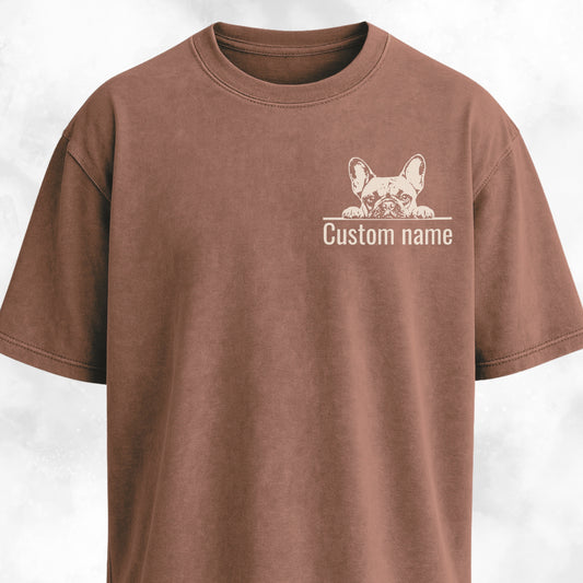 Custom Name French Bulldog Pocket Design T-Shirt
