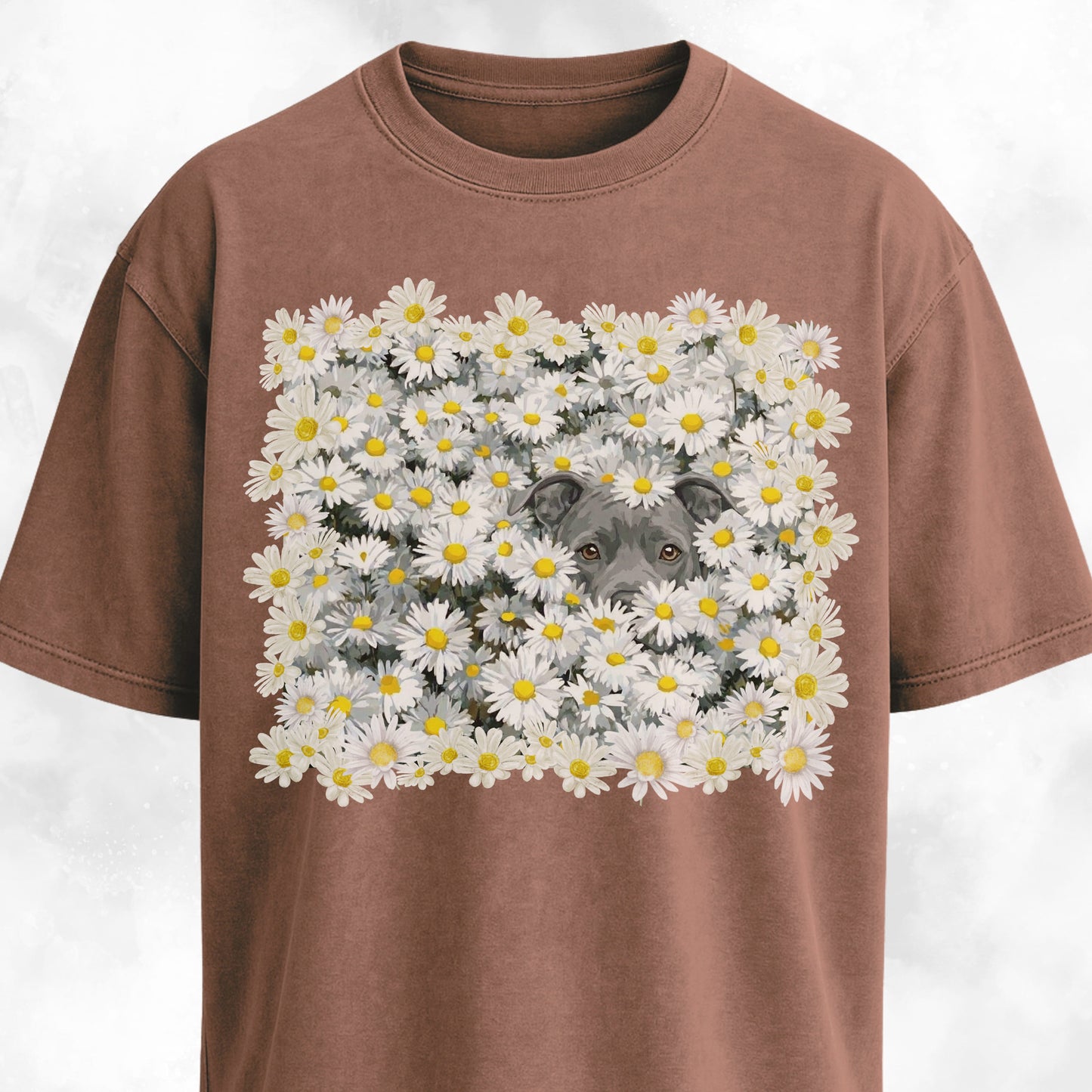 Pitbull In Daisies Field T-Shirt