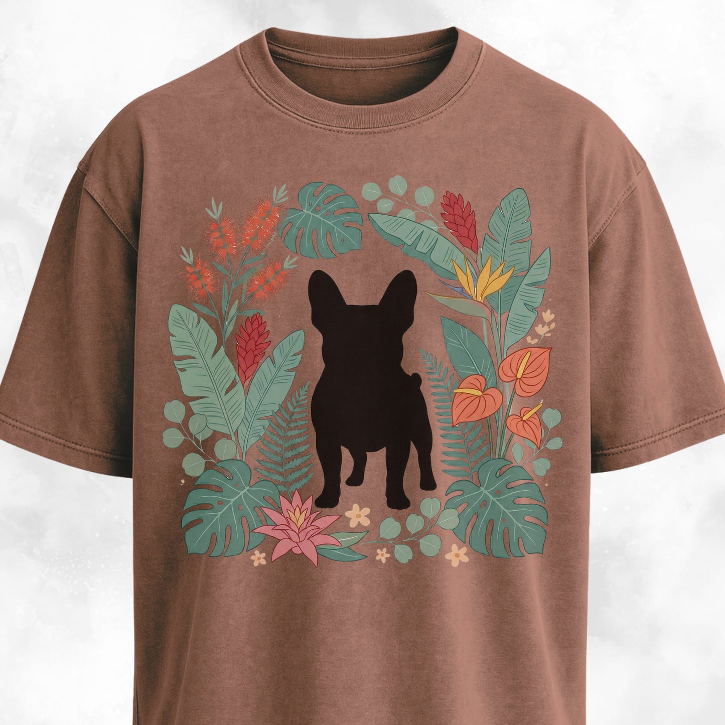 Botanical Frenchie Silhouette T-Shirt