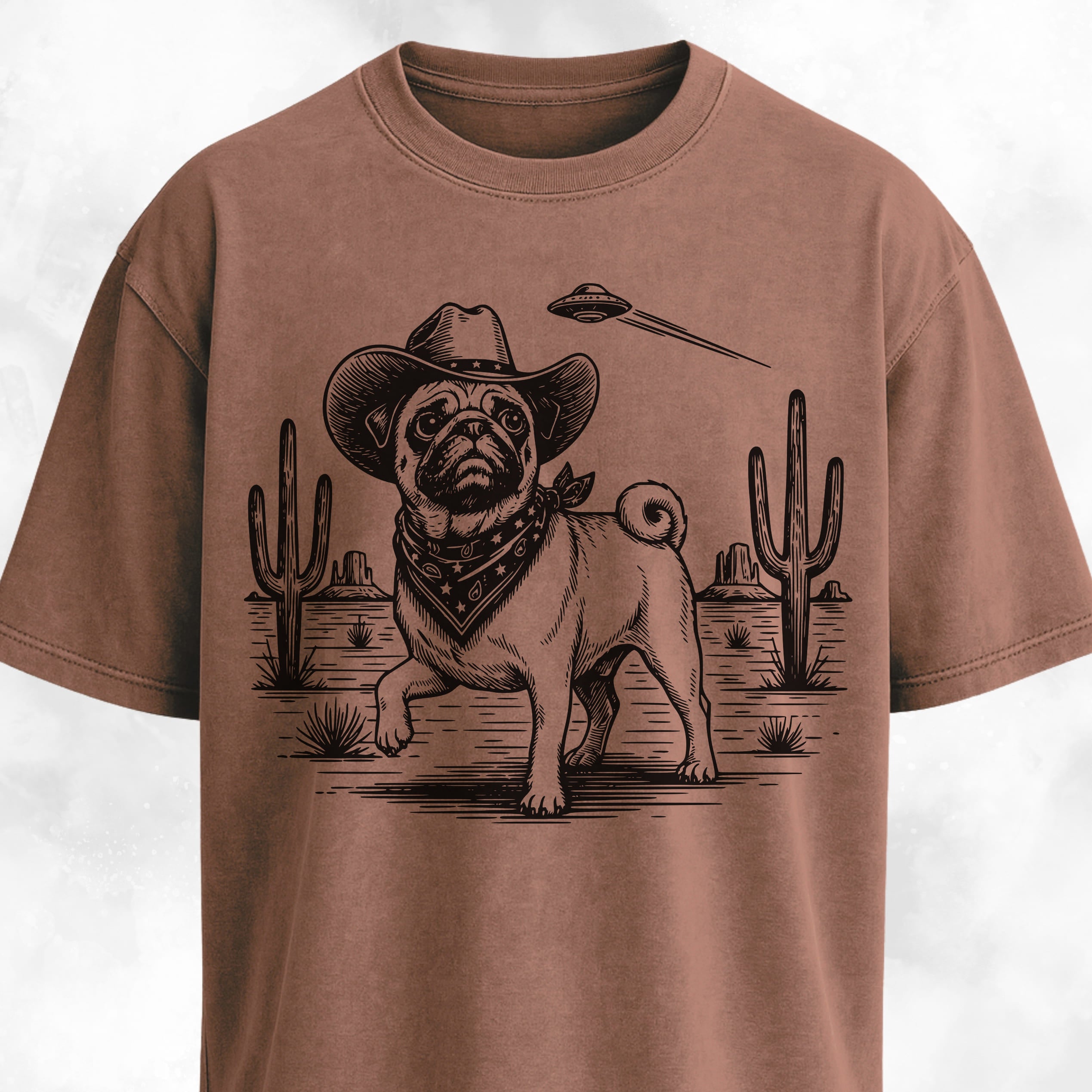 UFO Pug In The Desert T-Shirt