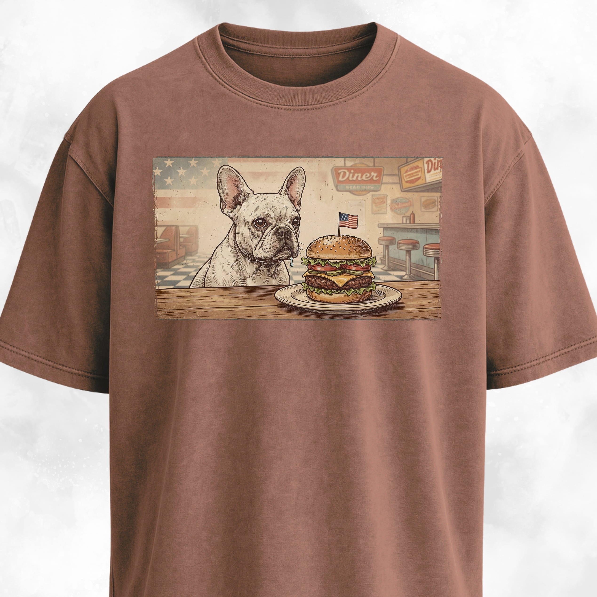 French Bulldog Eating A Hamburger T-Shirt