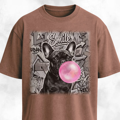 Pink Bubble Gum Black Frenchie T-Shirt