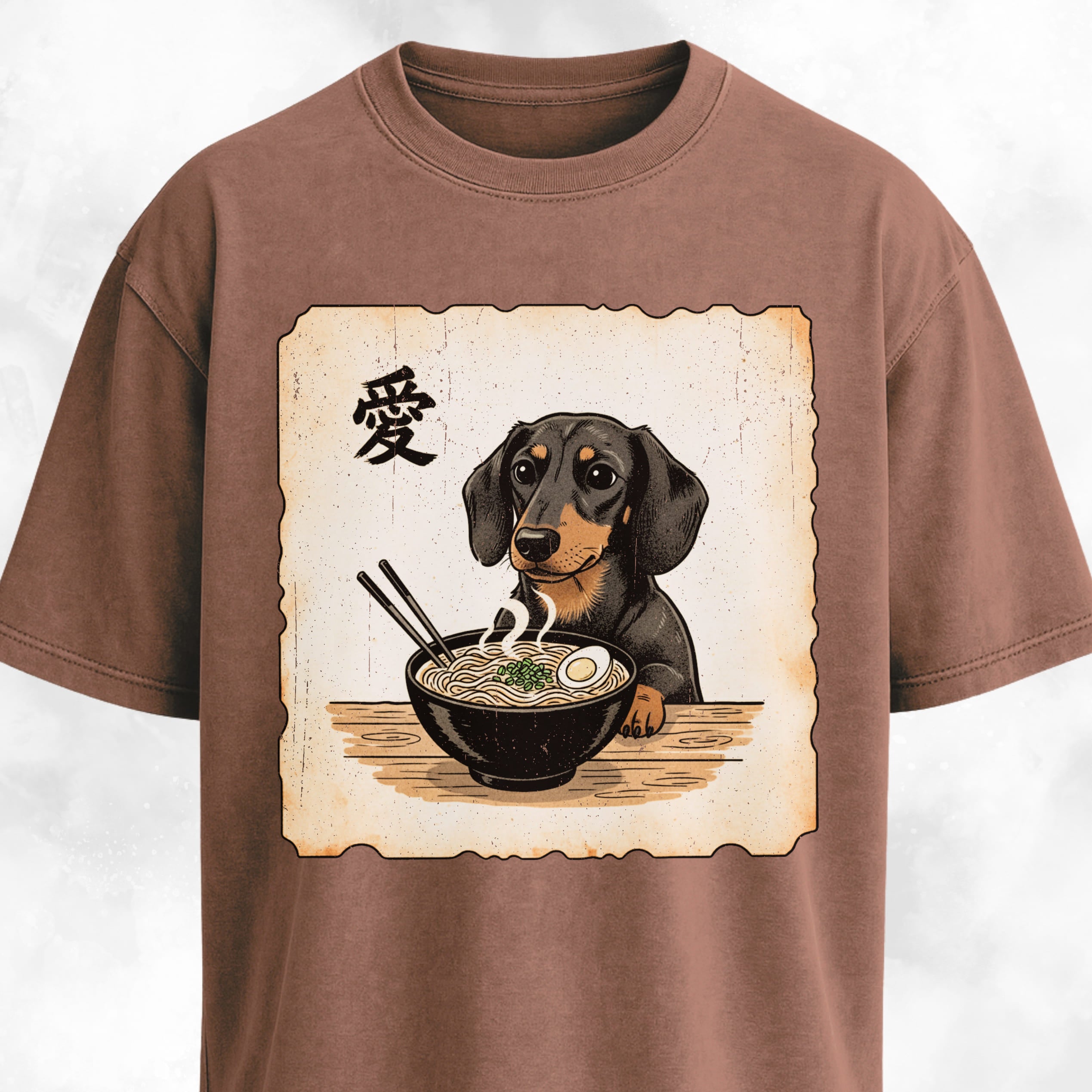Japanese Style Dachshund Eating Ramen T-Shirt