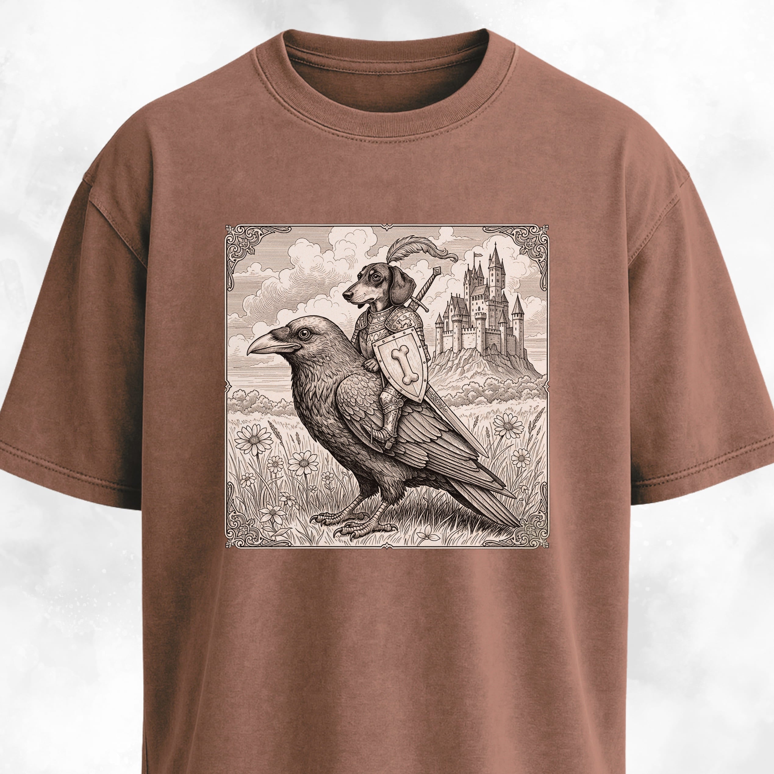 Medieval Sir Doxen On A Crow T-Shirt