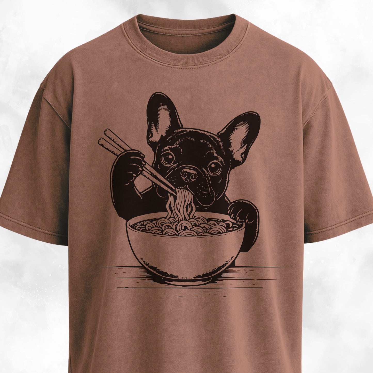 Cute Frenchie Eating Ramen Noodles T-Shirt