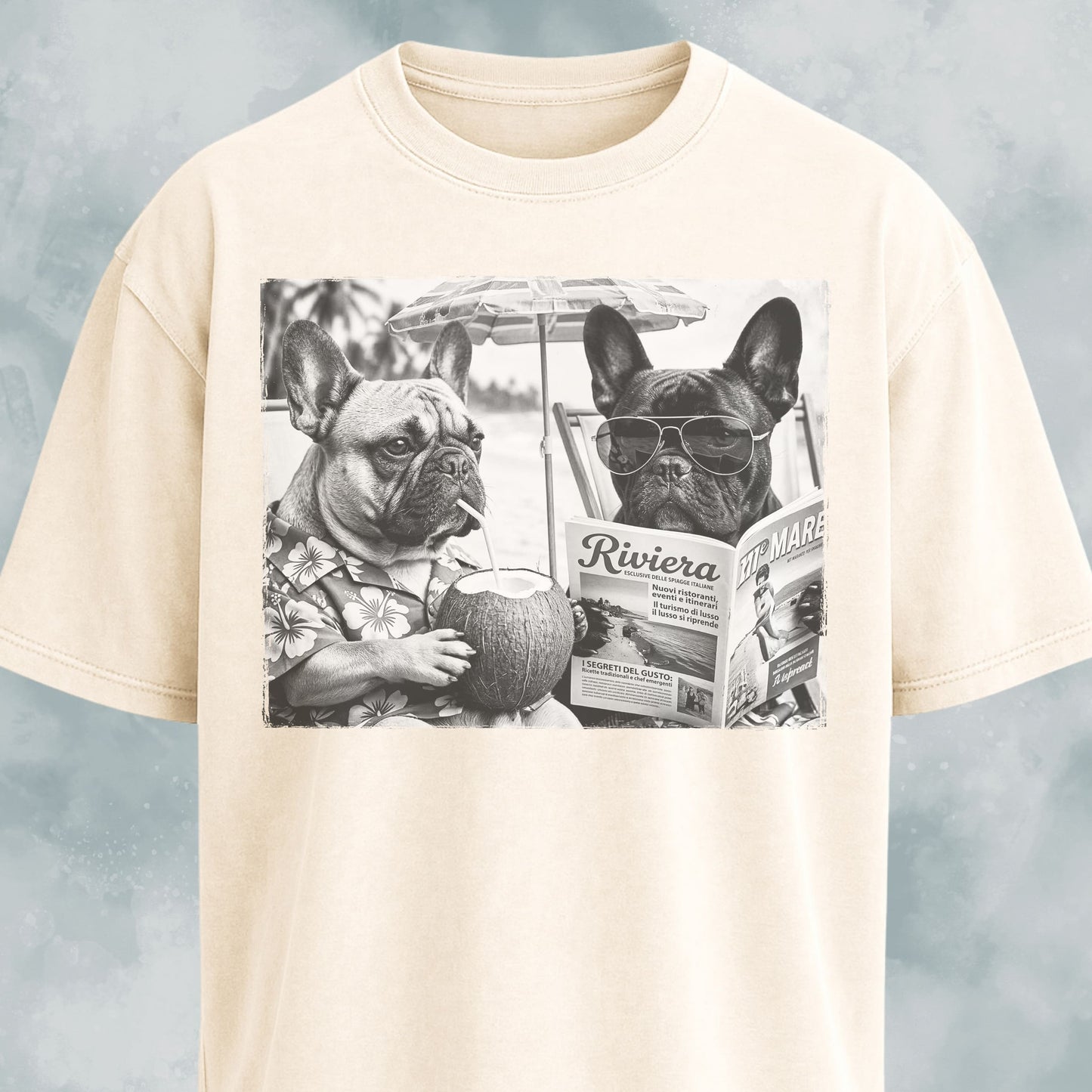 Frenchie Buddies On A Beach T-Shirt
