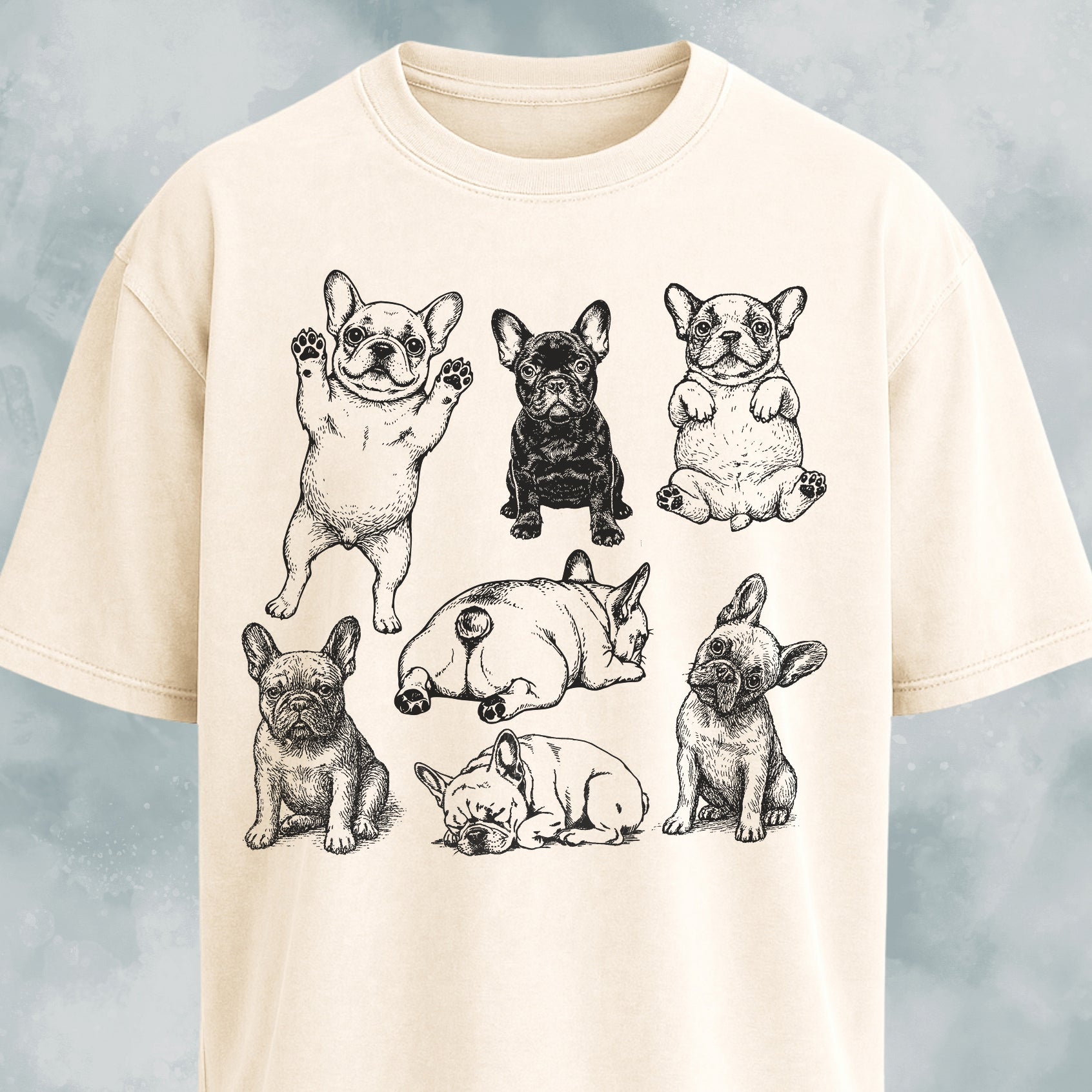 Frenchies Cute Vintage Collage T-Shirt