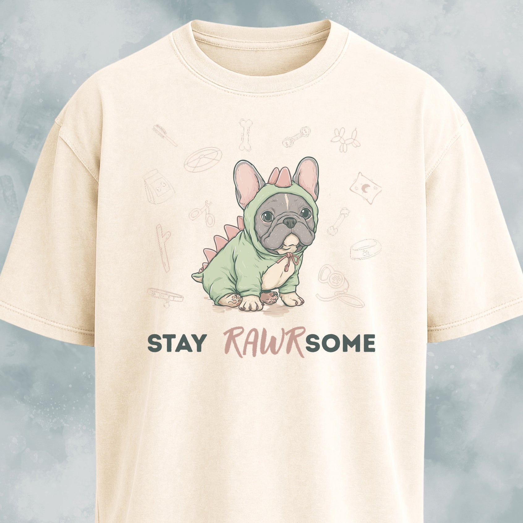 Cute Frenchie In A Dinosaur Costume T-Shirt