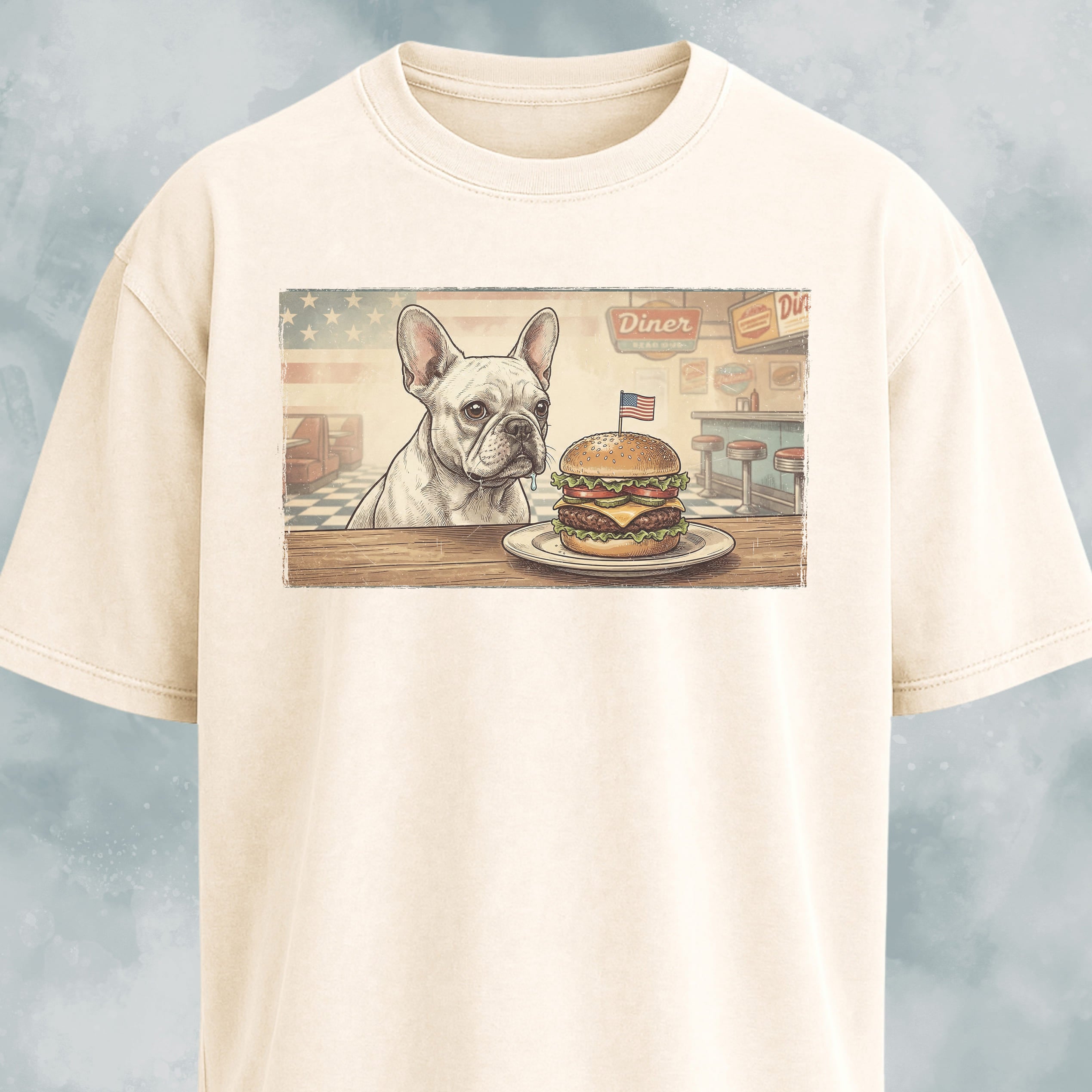 French Bulldog Eating A Hamburger T-Shirt