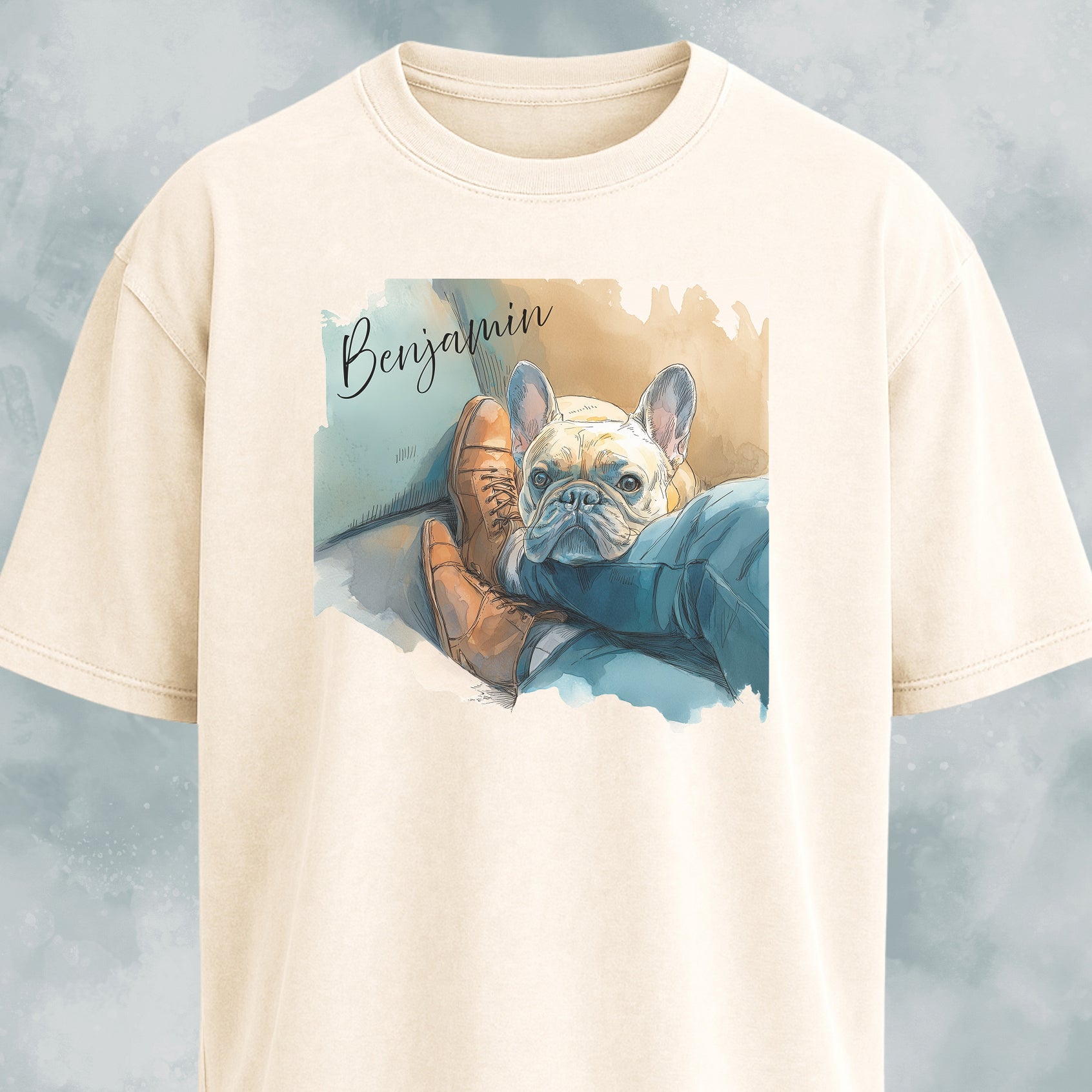Watercolor Sweet Velcro French Bulldog T-Shirt