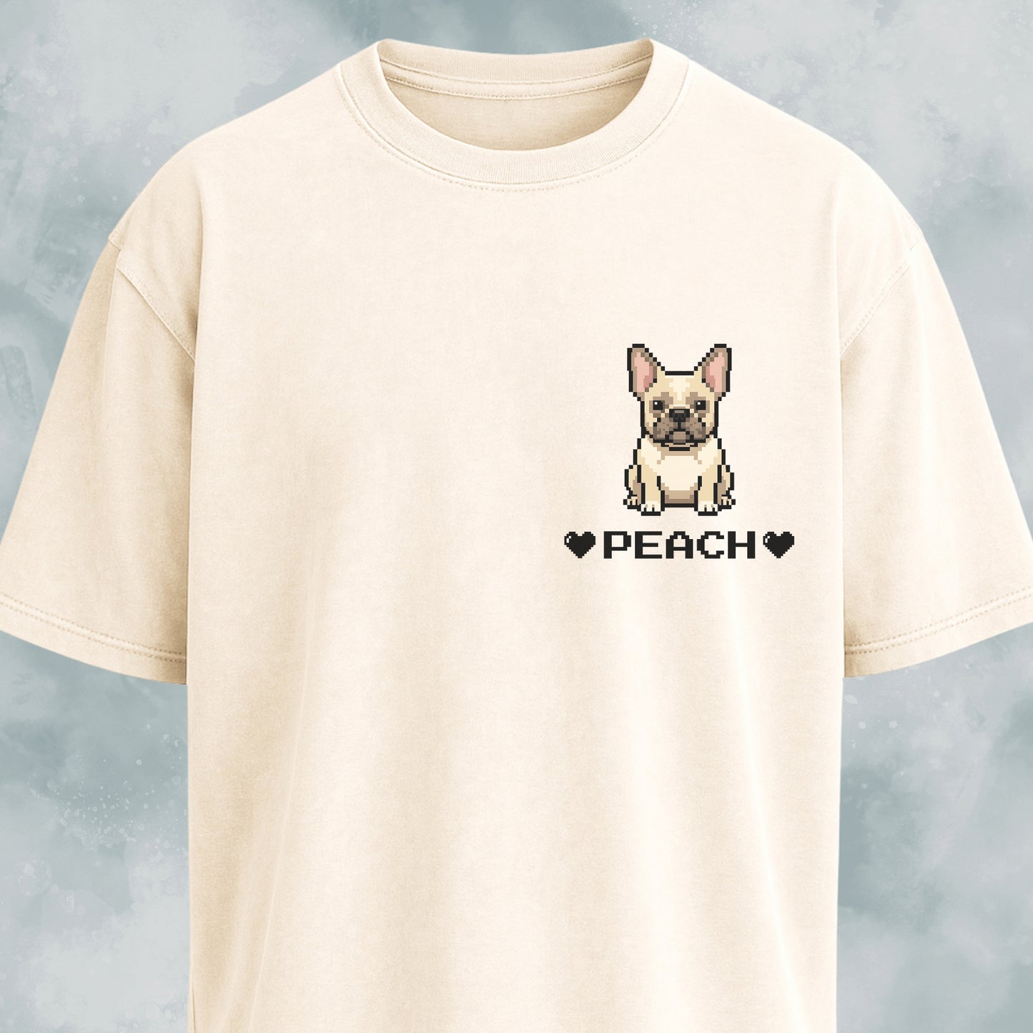 Custom Pixel Art Frenchie Pocket Design T-Shirt