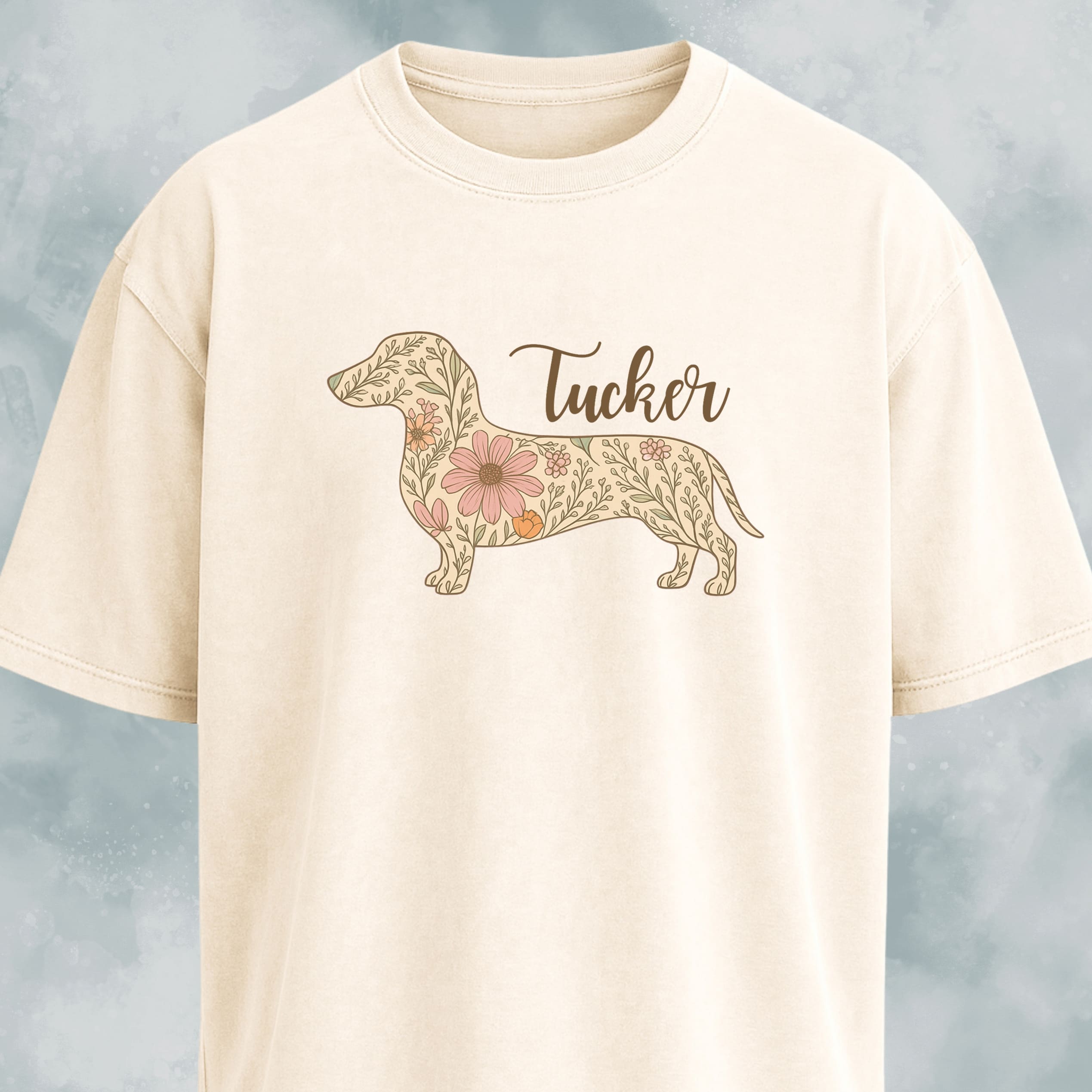 Personalized Floral Doxie T-Shirt