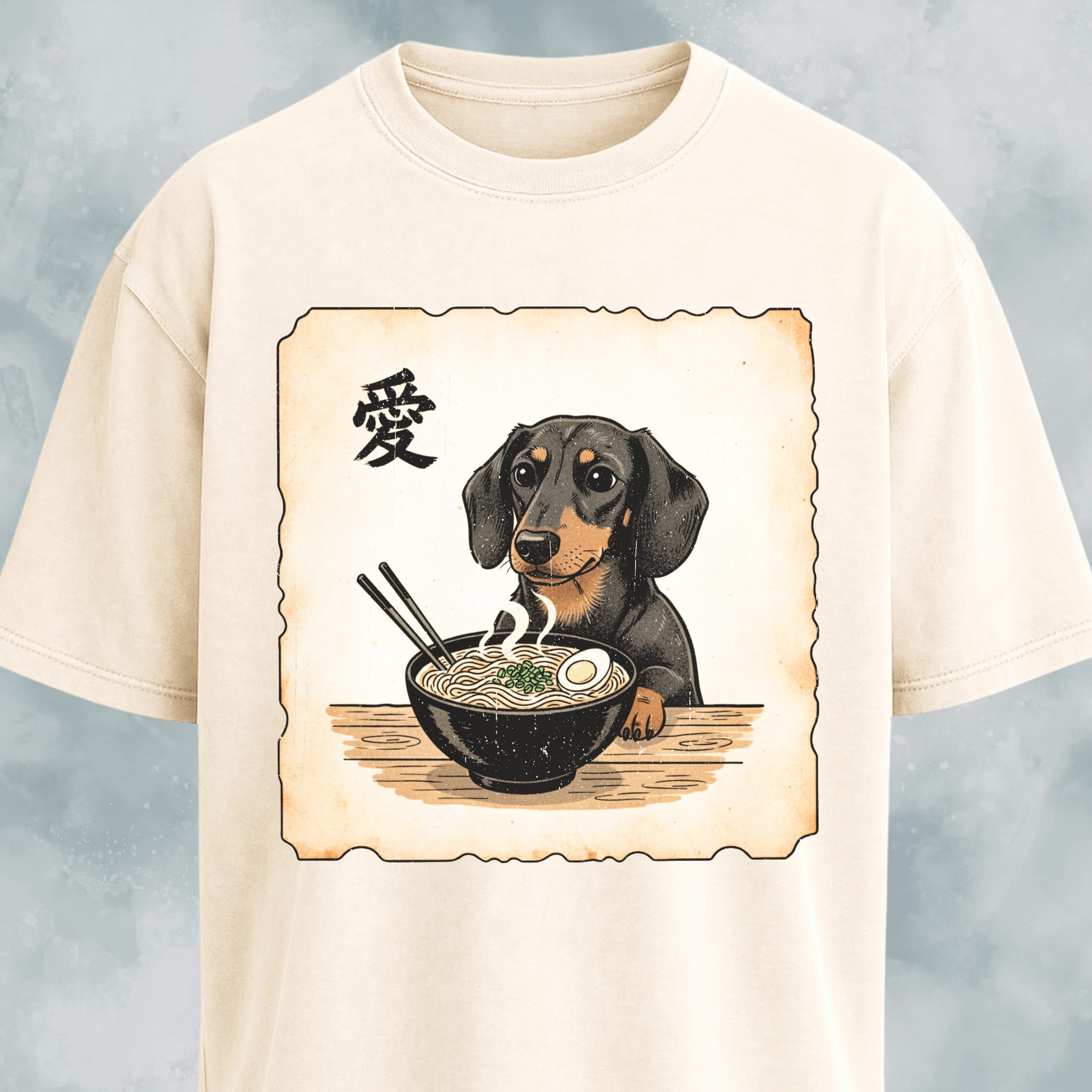 Japanese Style Dachshund Eating Ramen T-Shirt