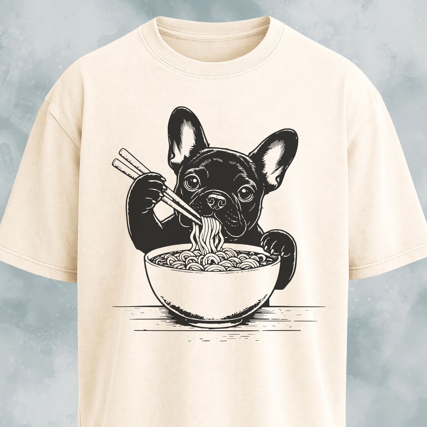 Cute Frenchie Eating Ramen Noodles T-Shirt