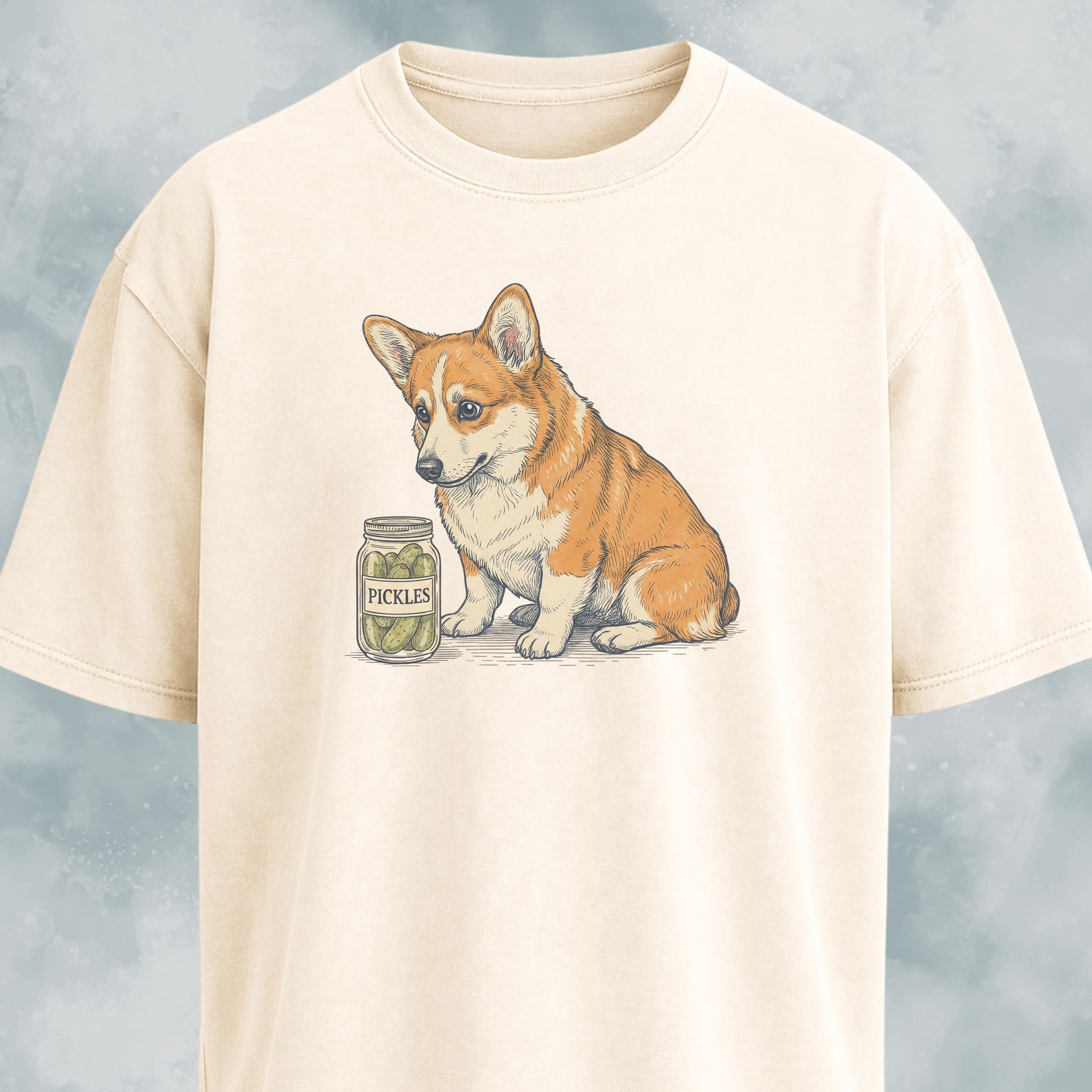 Corgi With Pickle Jar T-Shirt