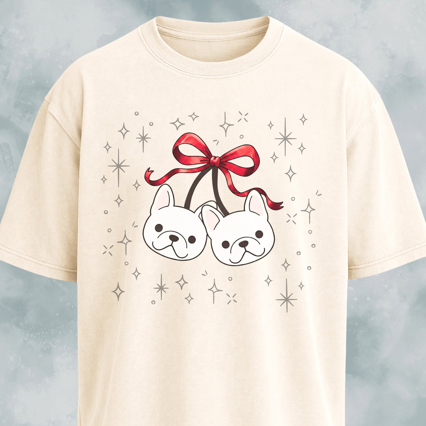 Coquette Bow Frenchie Cherries T-Shirt
